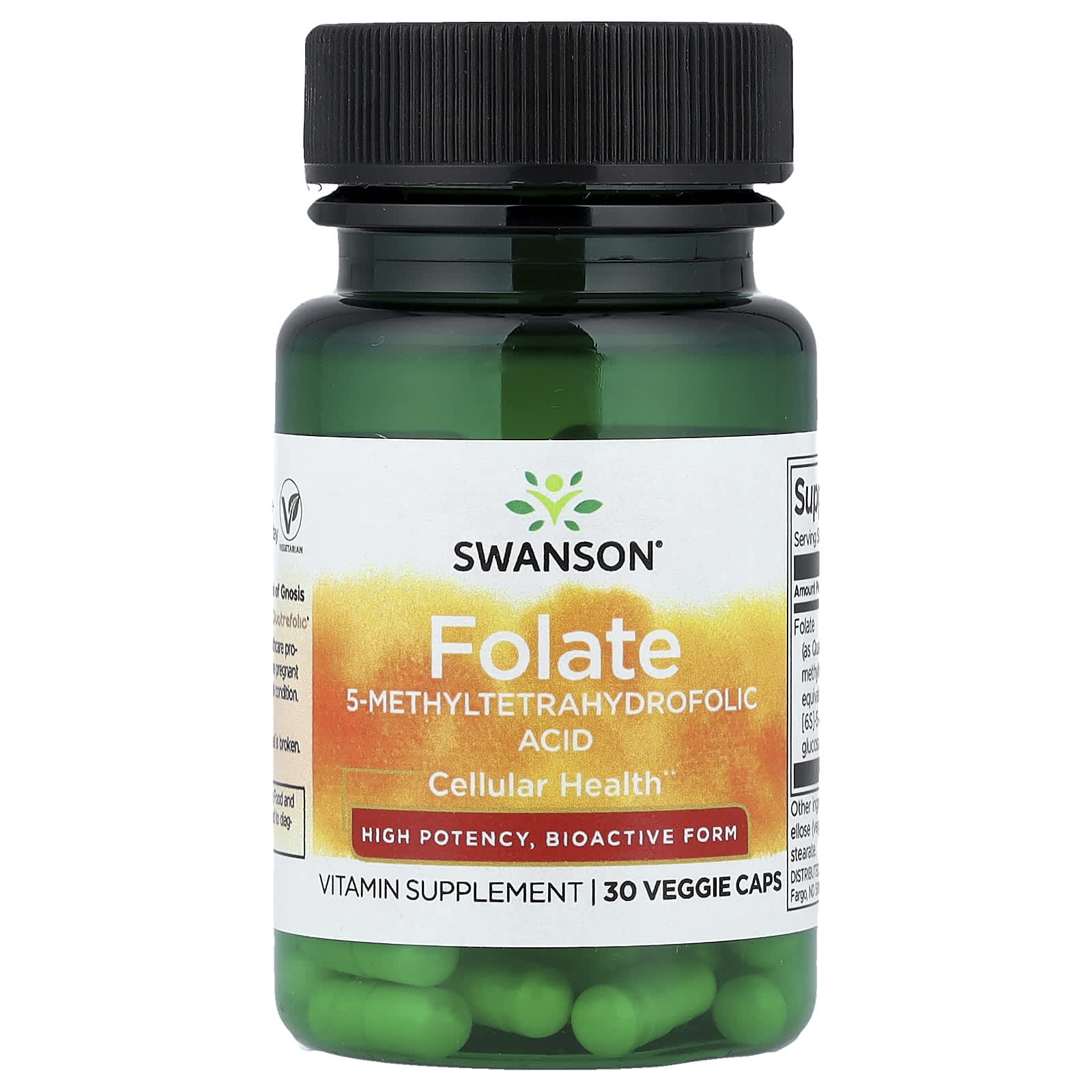 Swanson Vitamins Folate, High Potency – 30 gélules végétales — Tunisie