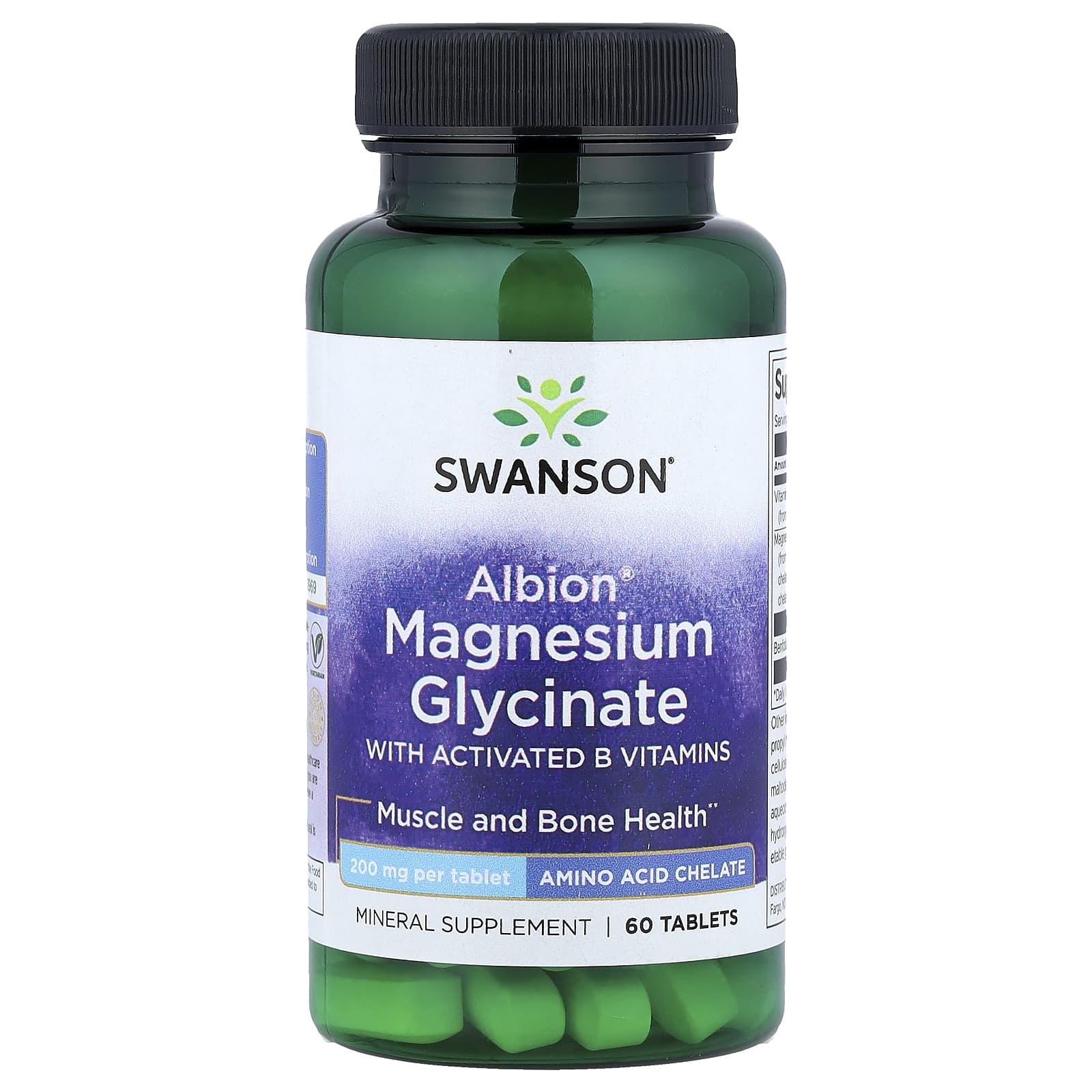 Swanson Vitamins Albion Magnesium Glycinate With Activated B Vitamins – 60 comprimés — Tunisie