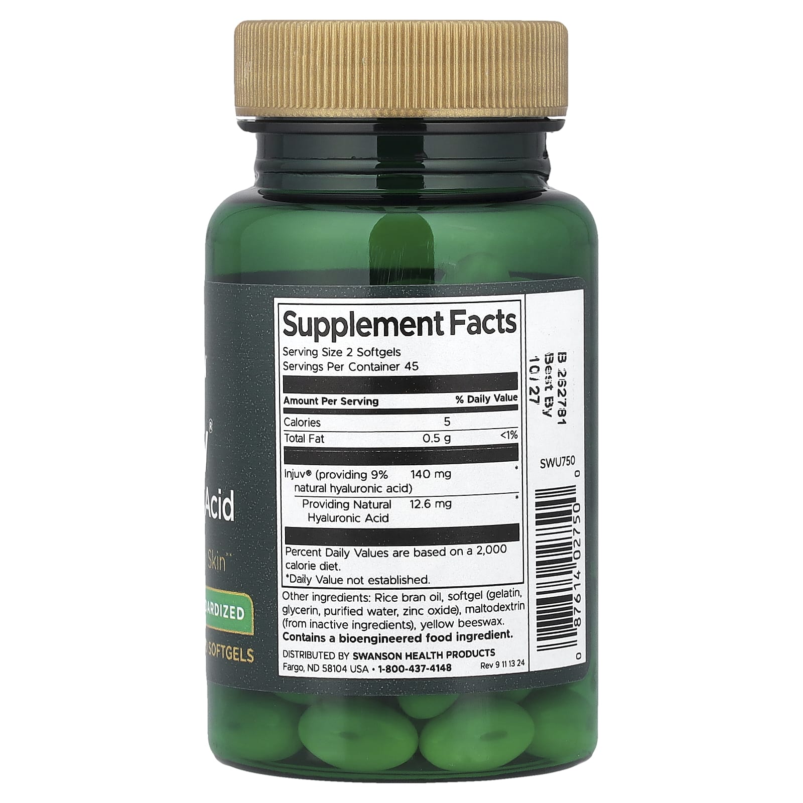 Swanson Vitamins Injuv Hyaluronic Acid, Standardized – 90 capsules molles — photo 2 sur 2