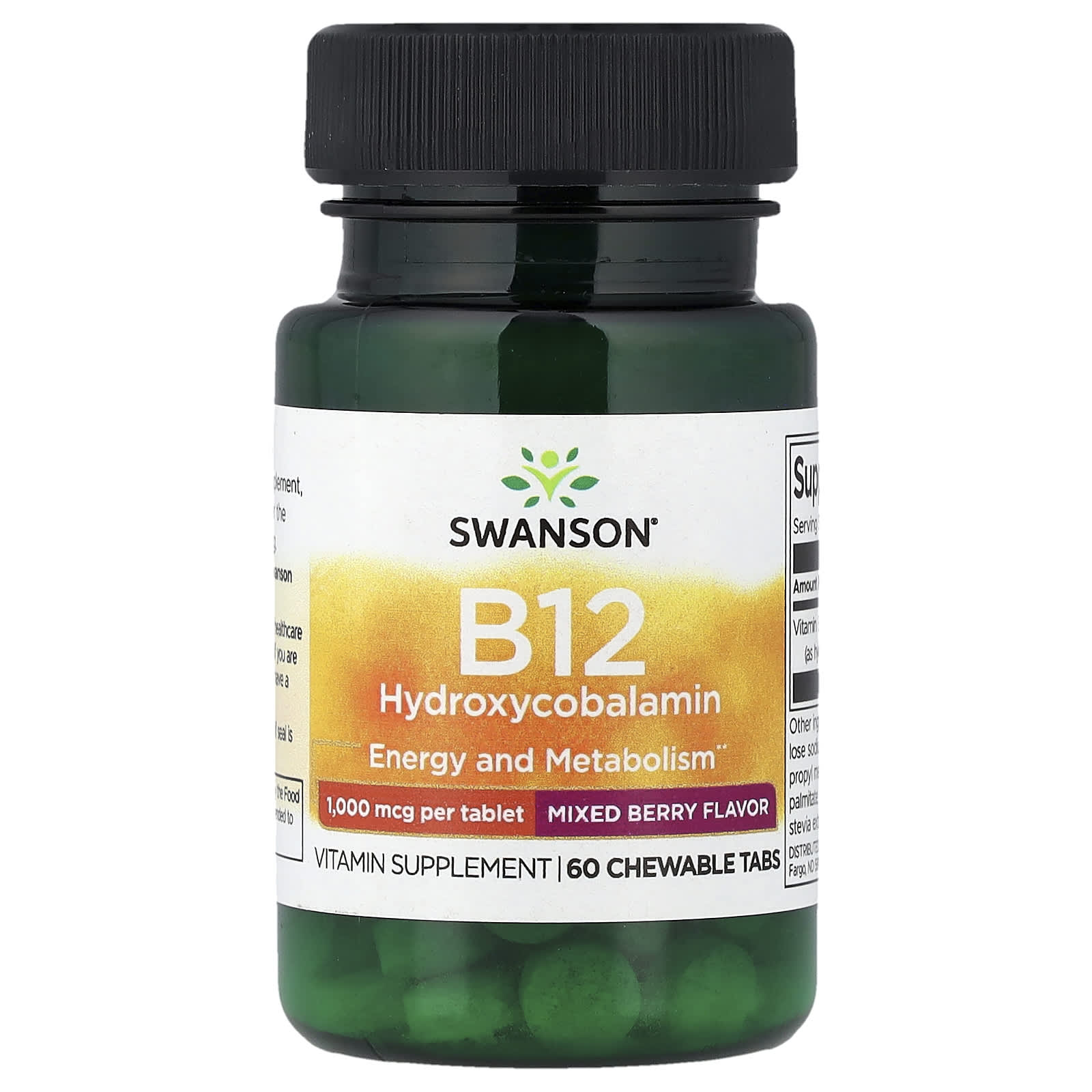 Swanson Vitamins B12 Hydroxycobalamin – Mixed Berry – 1000 µg — Tunisie