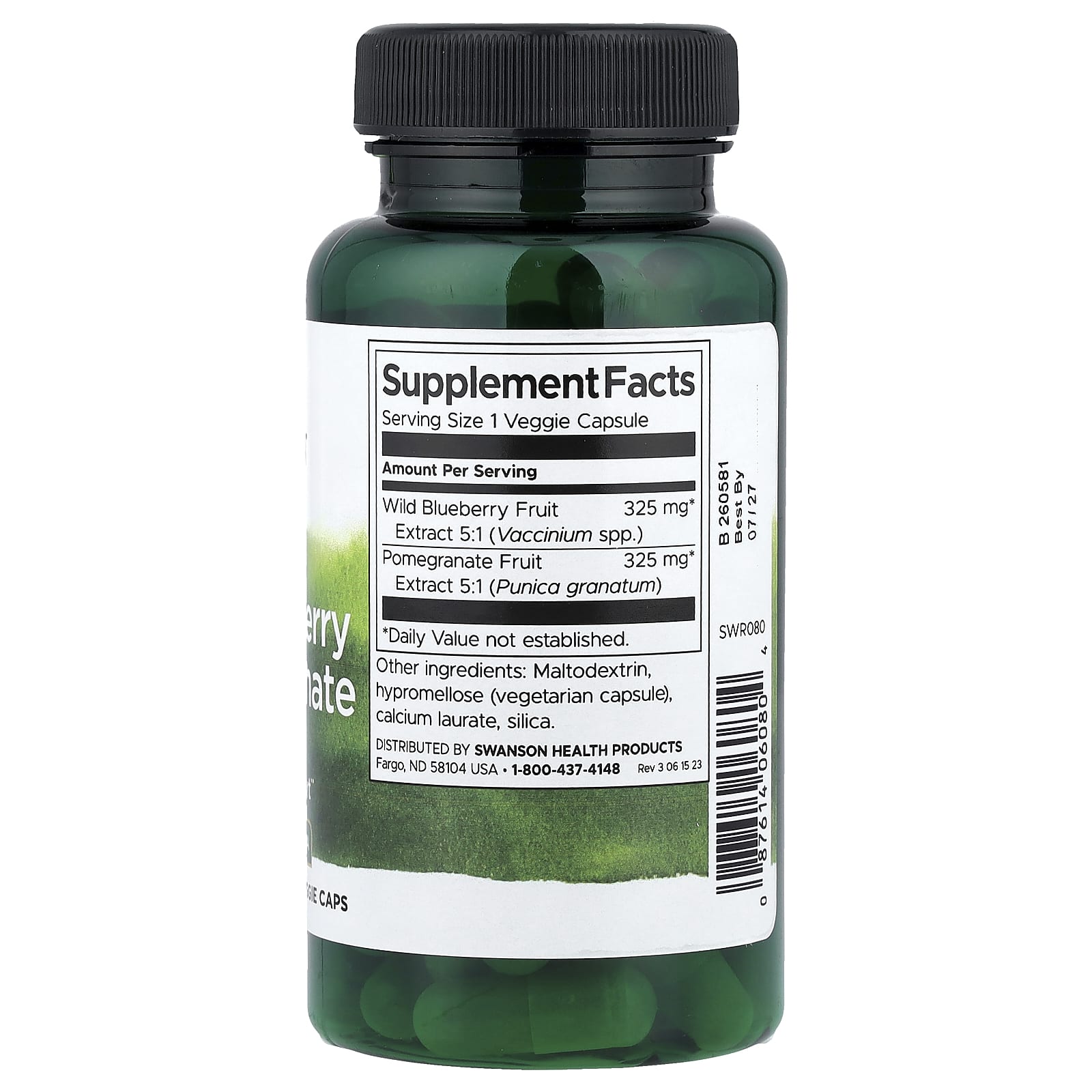 Swanson Vitamins Wild Blueberry & Pomegranate – Wild Blueberry & Pomegranate – 60 gélules végétales — photo 2 sur 2