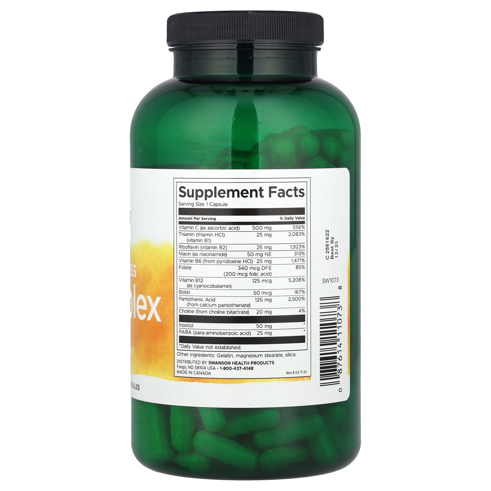 Swanson Vitamins Super Stress B-Complex With Vitamin C – 240 gélules — photo 2 sur 2