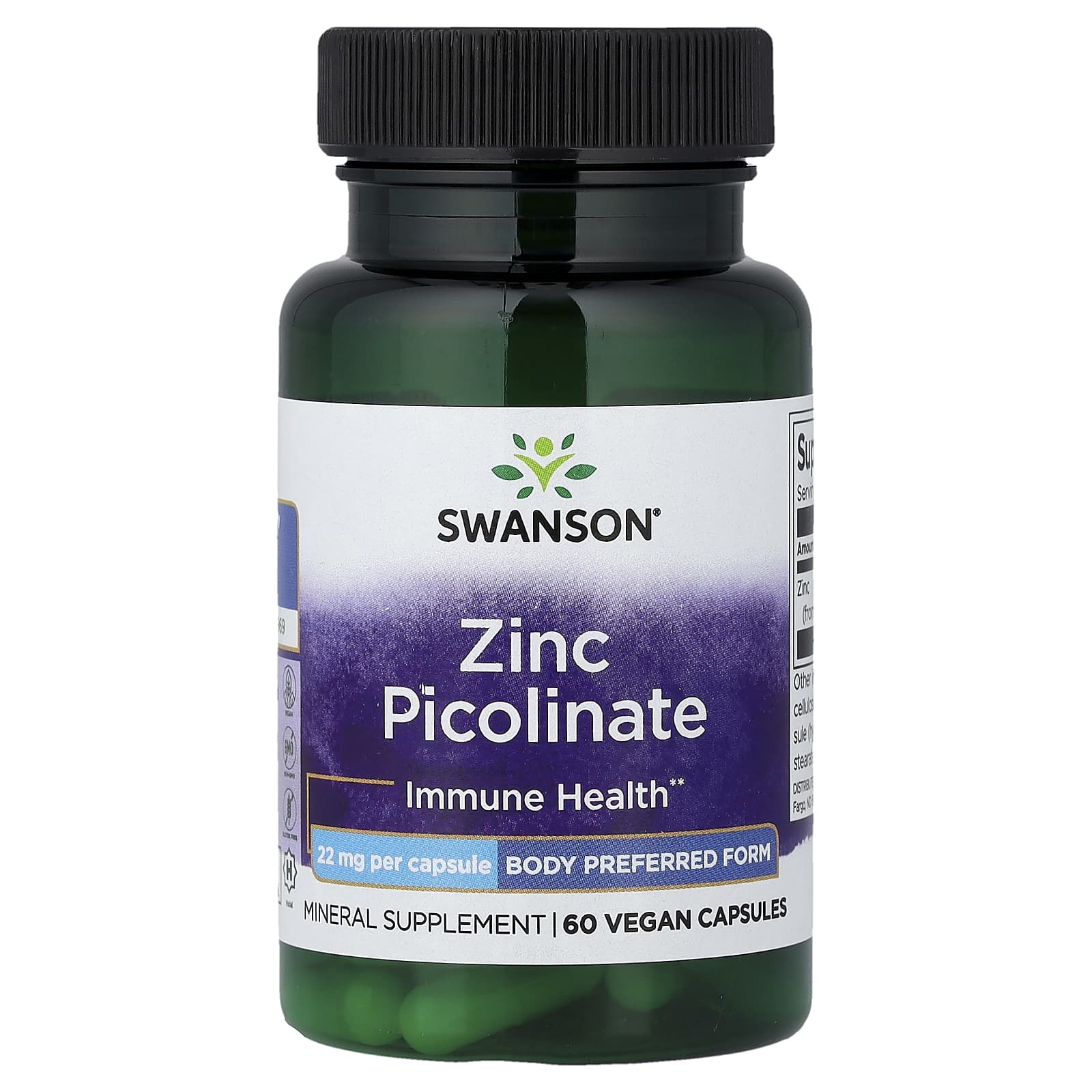 Swanson Vitamins Zinc Picolinate – 60 gélules véganes — Tunisie