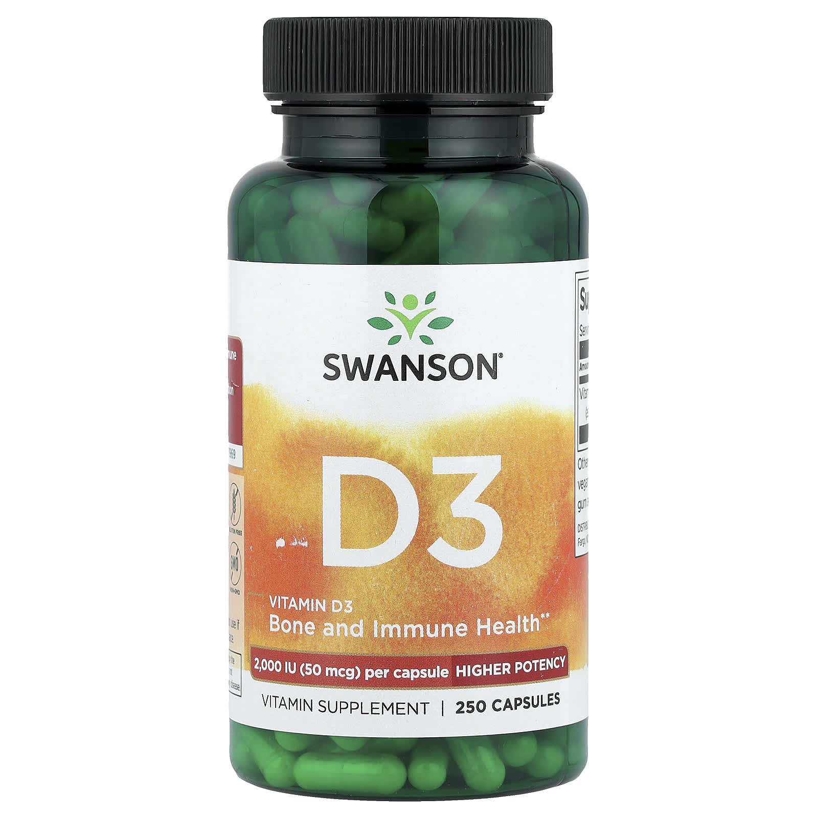 Swanson Vitamins Vitamin D3, Higher Potency – 250 gélules — Tunisie