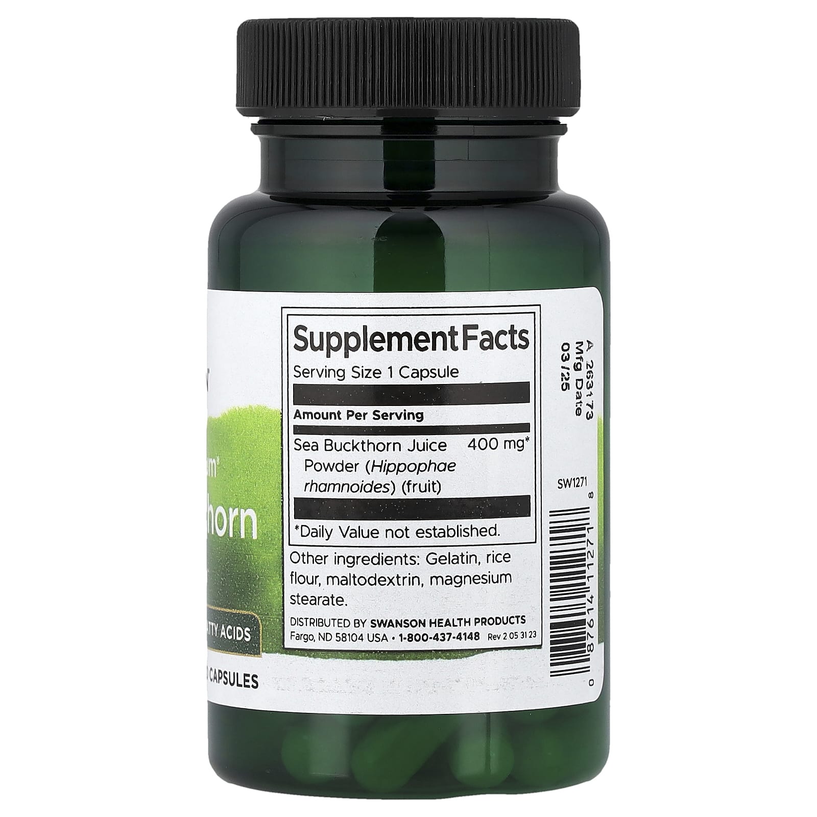 Swanson Vitamins Full Spectrum Sea Buckthorn – 60 gélules — photo 2 sur 2