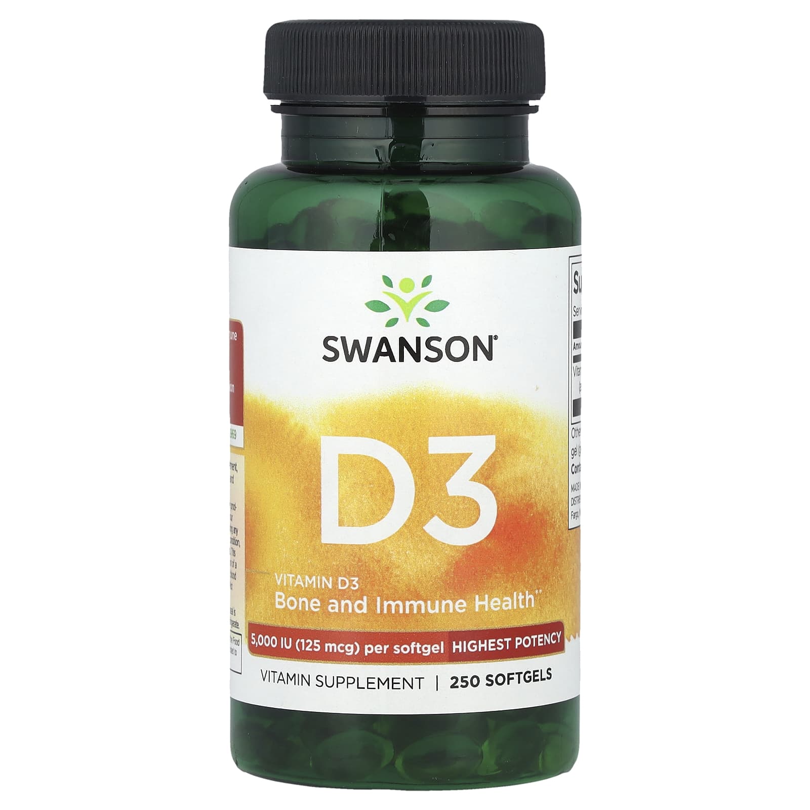 Swanson Vitamins Vitamin D3, Highest Potency – 250 capsules molles — Tunisie