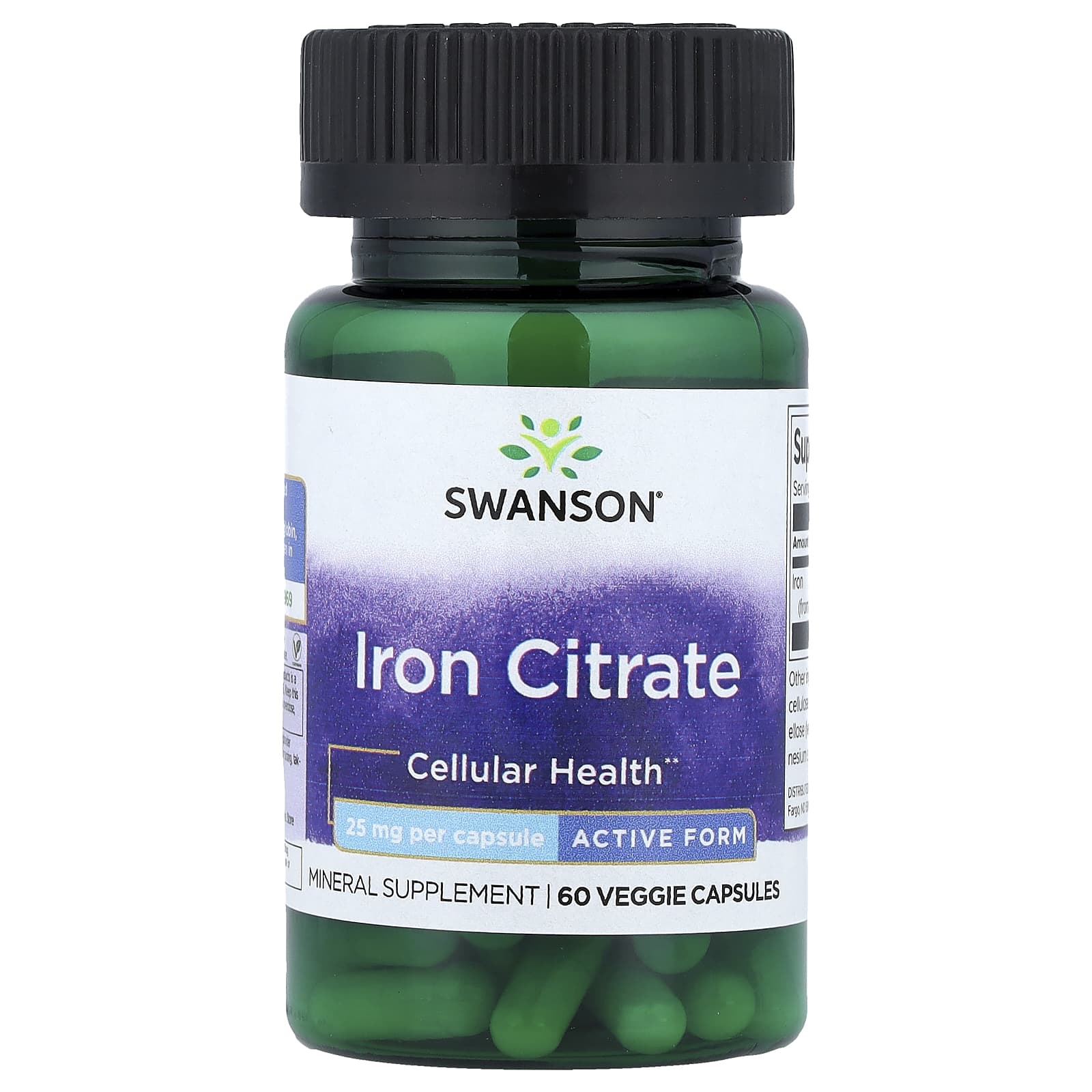 Swanson Vitamins Iron Citrate, Active Form – 60 gélules végétales — Tunisie