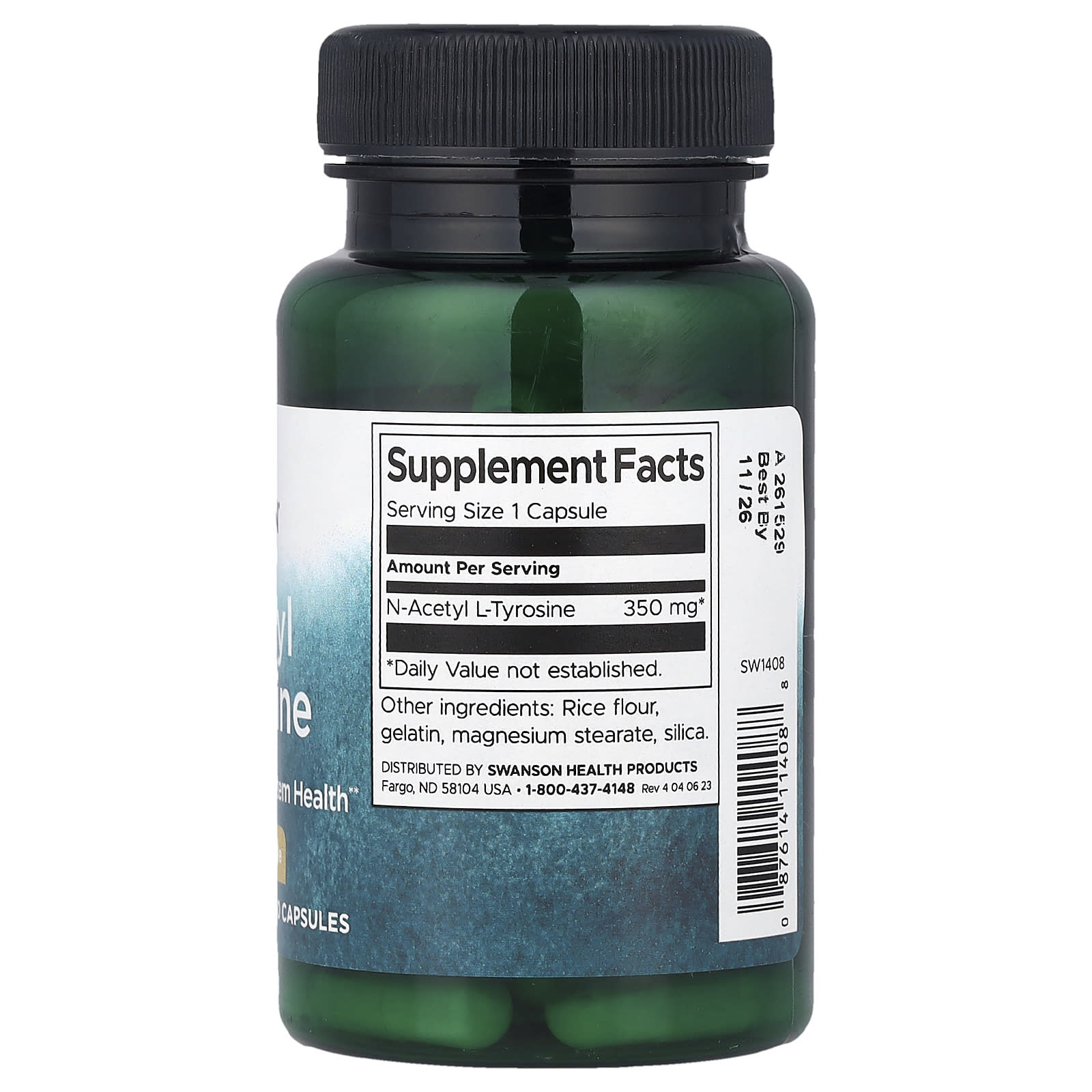 Swanson Vitamins N-Acetyl L-Tyrosine – 60 gélules — photo 2 sur 2
