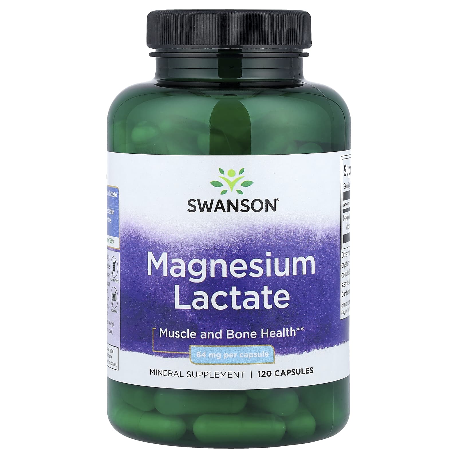 Swanson Vitamins Magnesium Lactate – 120 gélules — Tunisie
