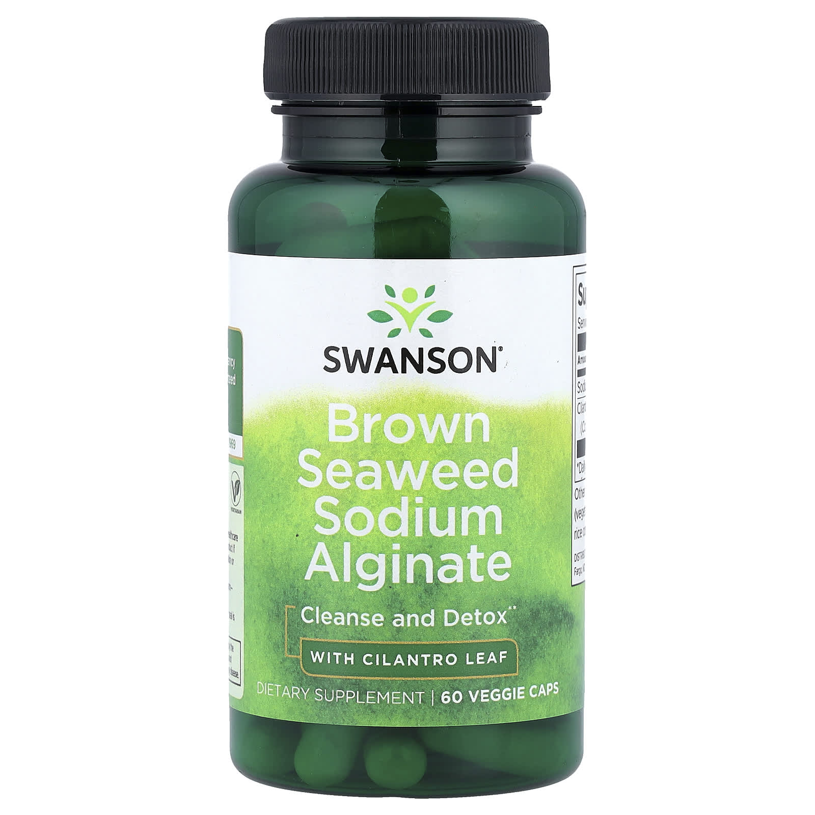 Swanson Vitamins Brown Seaweed Sodium Alginate with Cilantro Leaf – 60 gélules végétales — Tunisie