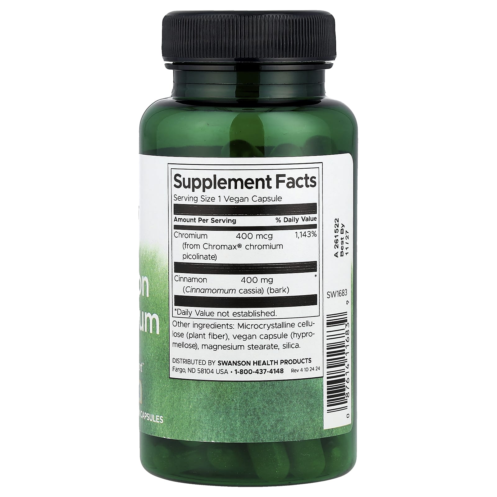 Swanson Vitamins Cinnamon & Chromium – Cinnamon & Chromium – 60 gélules véganes — photo 2 sur 2