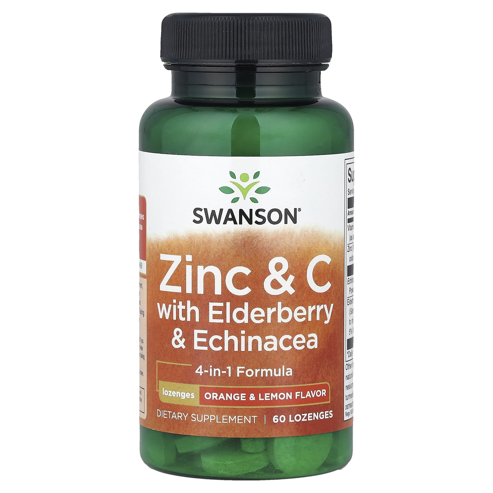 Swanson Vitamins Zinc & C with Elderberry & Echinacea, Orange & Lemon – Zinc & C with Elderberry & Echinacea – 60 pastilles — Tunisie
