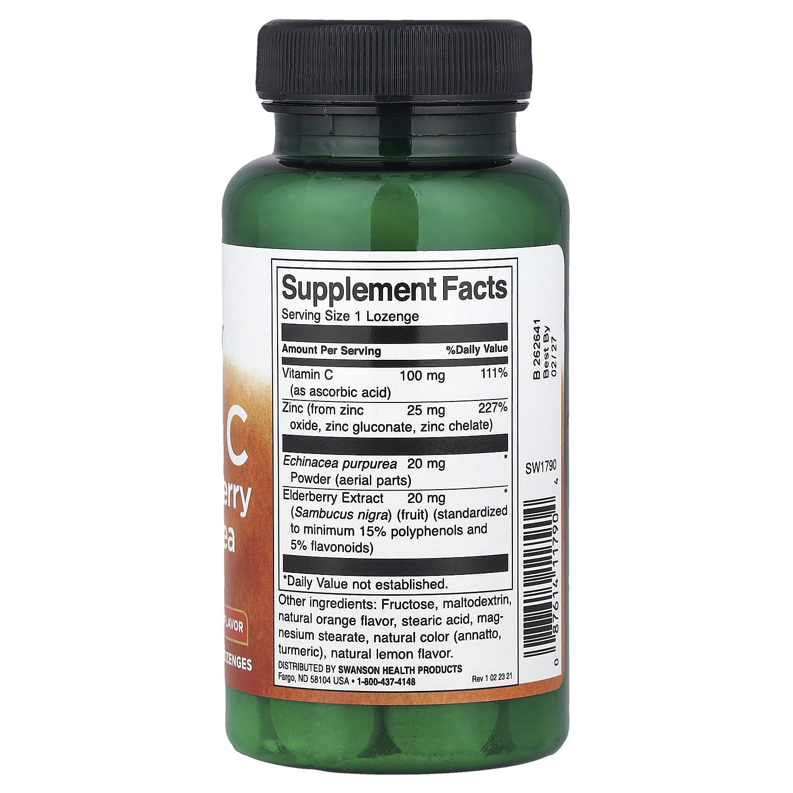 Swanson Vitamins Zinc & C with Elderberry & Echinacea, Orange & Lemon – Zinc & C with Elderberry & Echinacea – 60 pastilles — photo 2 sur 2