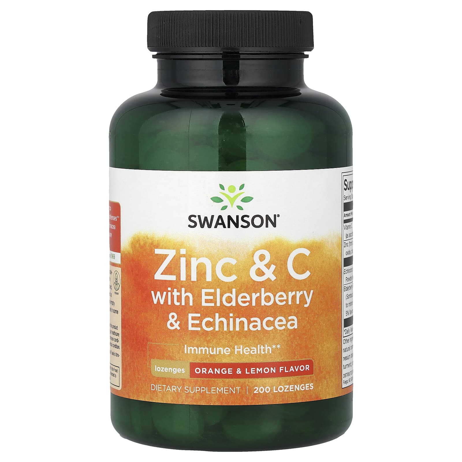 Swanson Vitamins Zinc & C with Elderberry & Echinacea, Orange & Lemon – Zinc & C with Elderberry & Echinacea – 200 pastilles — Tunisie