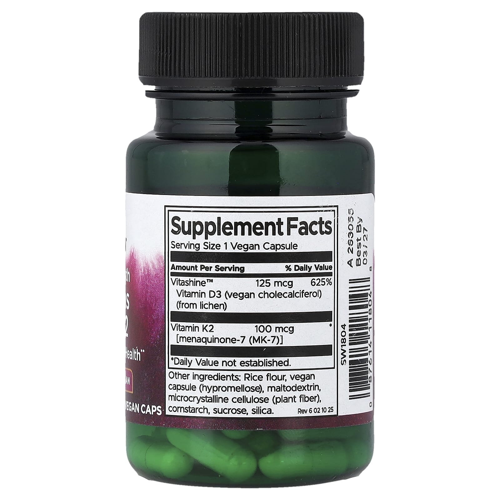 Swanson Vitamins Vitamins D3 & K2 – 60 gélules végétales — photo 2 sur 2