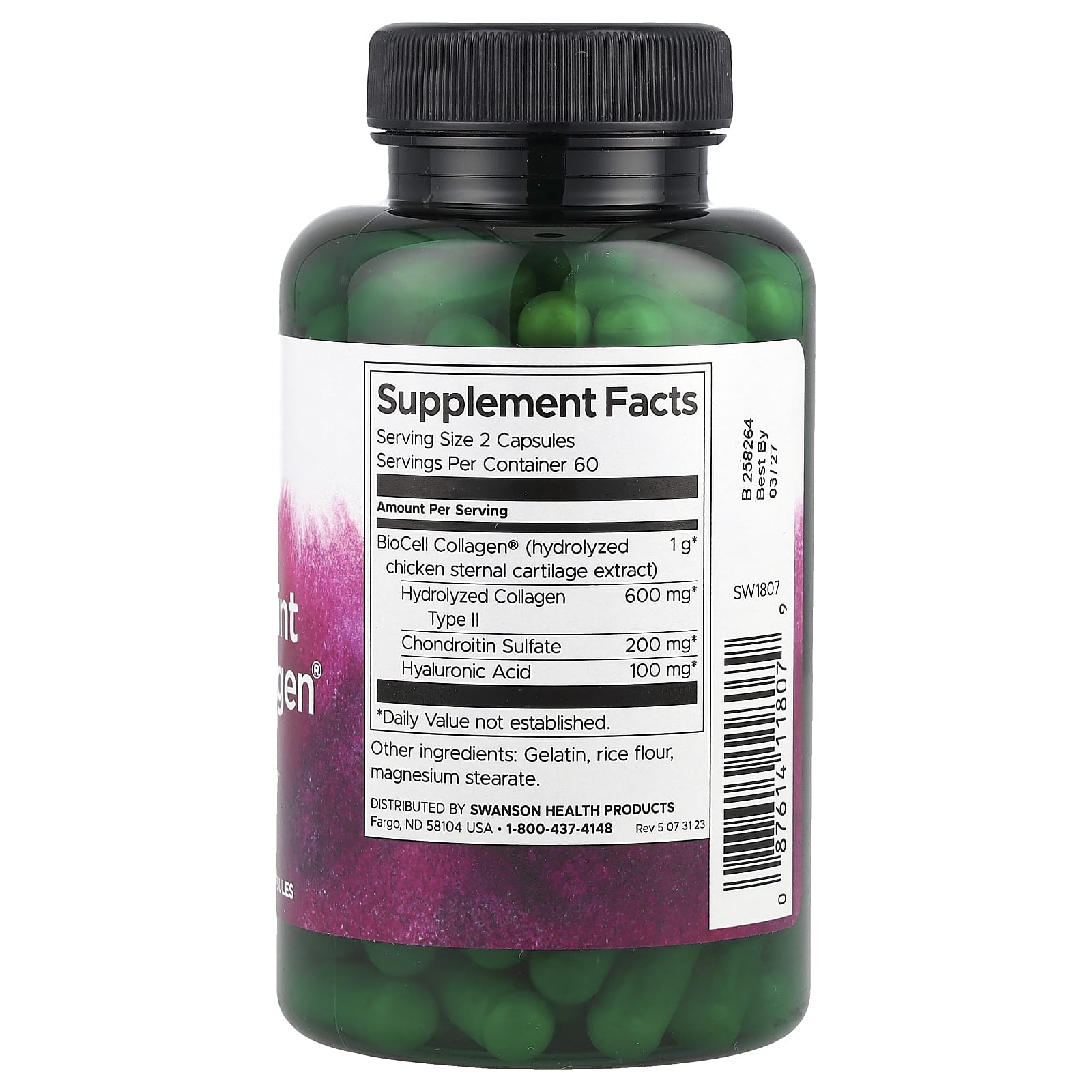 Swanson Vitamins Skin and Joint BioCell Collagen – 120 gélules — photo 2 sur 2
