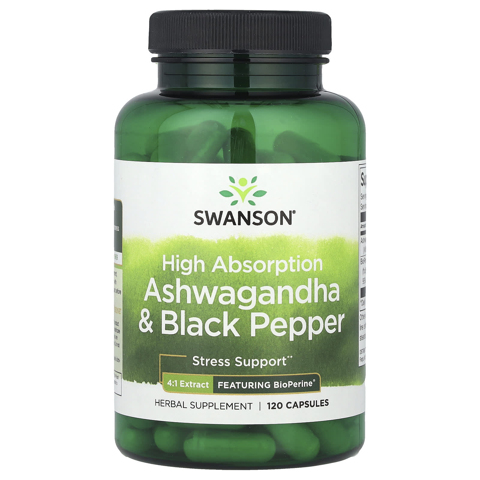Swanson Vitamins High Absorption Ashwagandha & Black Pepper – 120 gélules — Tunisie