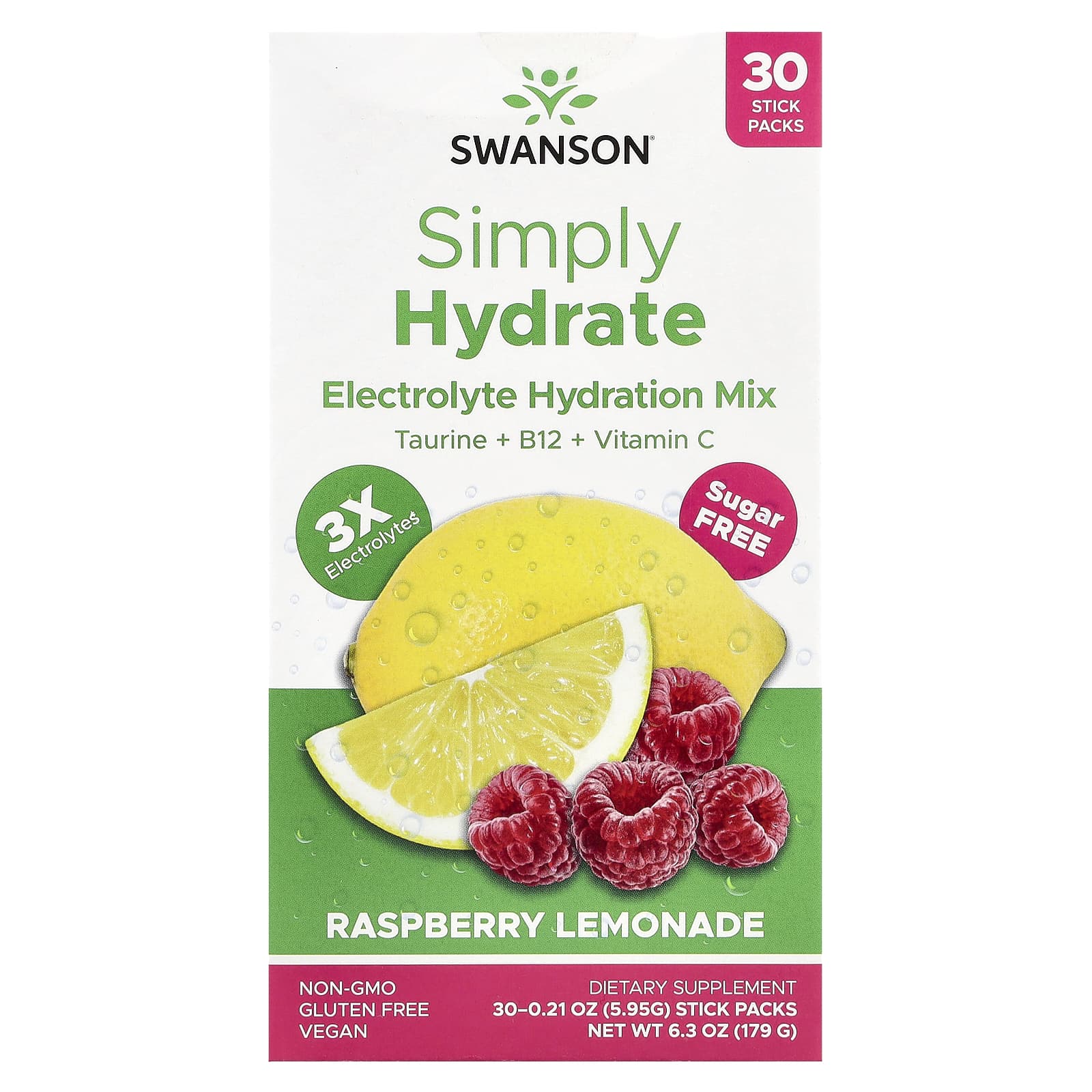 Swanson Vitamins Simply Hydrate, Electrolyte Hydration Mix – Raspberry Lemonade – 5,95 g — Tunisie