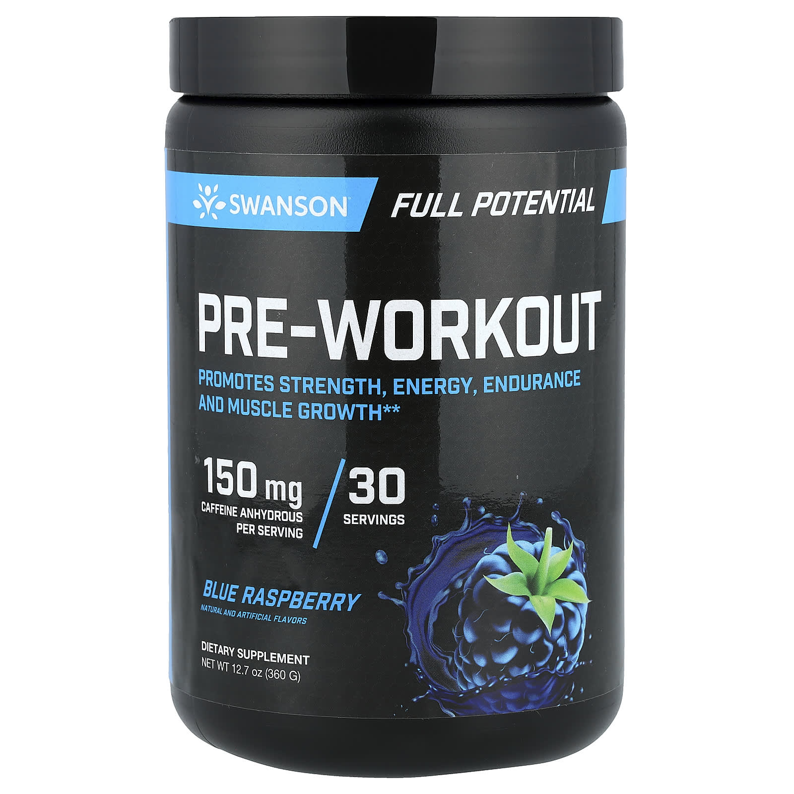 Swanson Vitamins Full Potential Pre-Workout – Blue Raspberry – 360 g — Tunisie