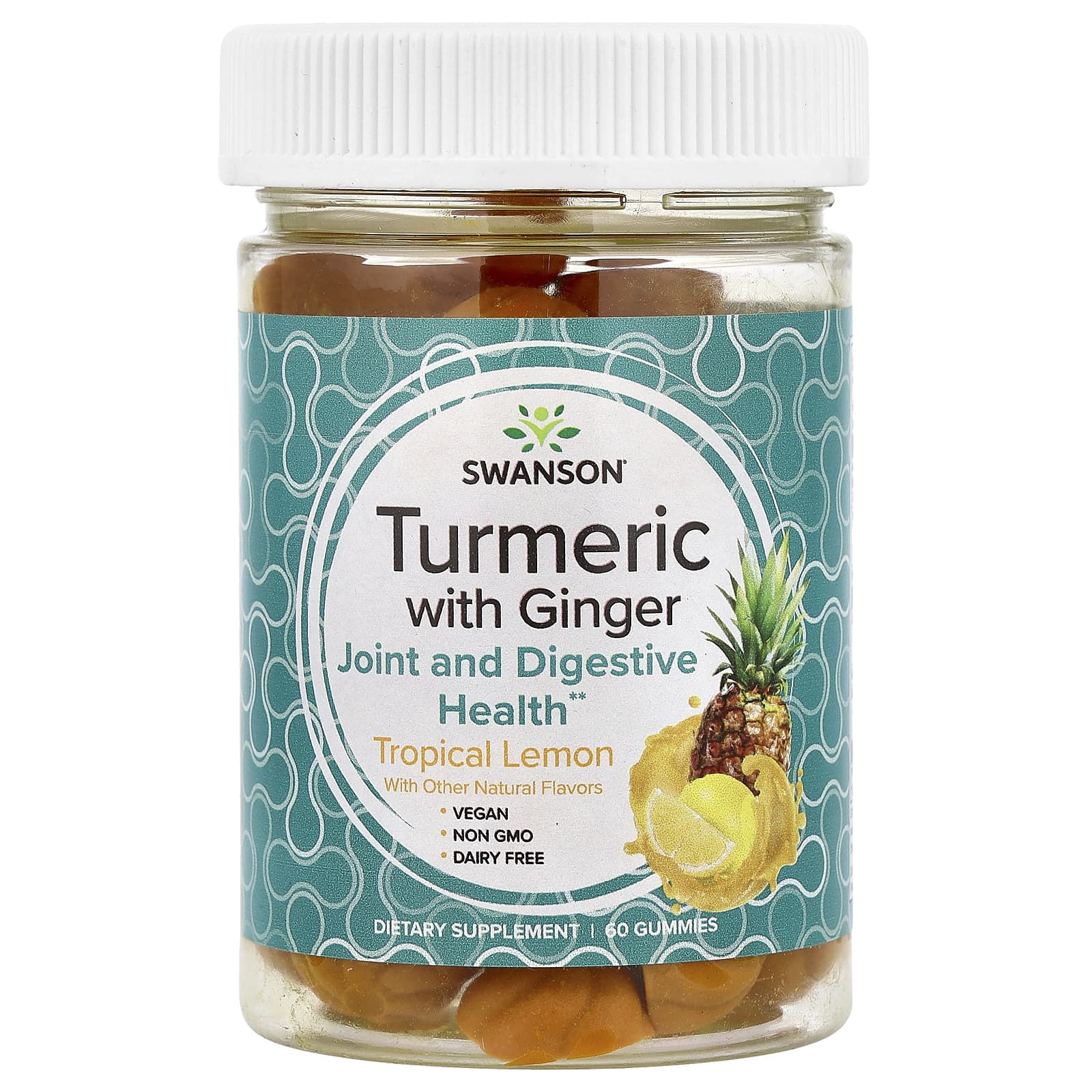 Swanson Vitamins Turmeric With Ginger Gummies – Tropical Lemon – 60 gommes — Tunisie