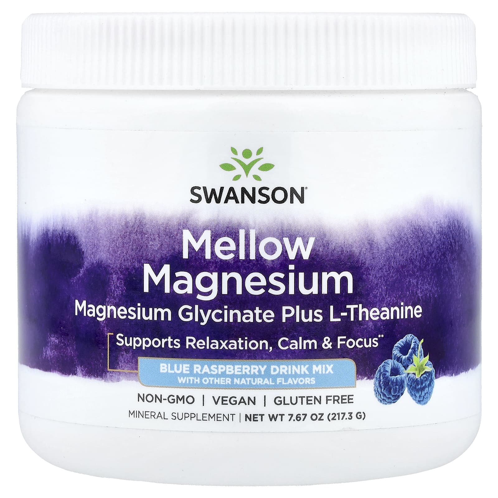 Swanson Vitamins Mellow Magnesium Drink Mix – Blue Raspberry – 217,3 g — Tunisie