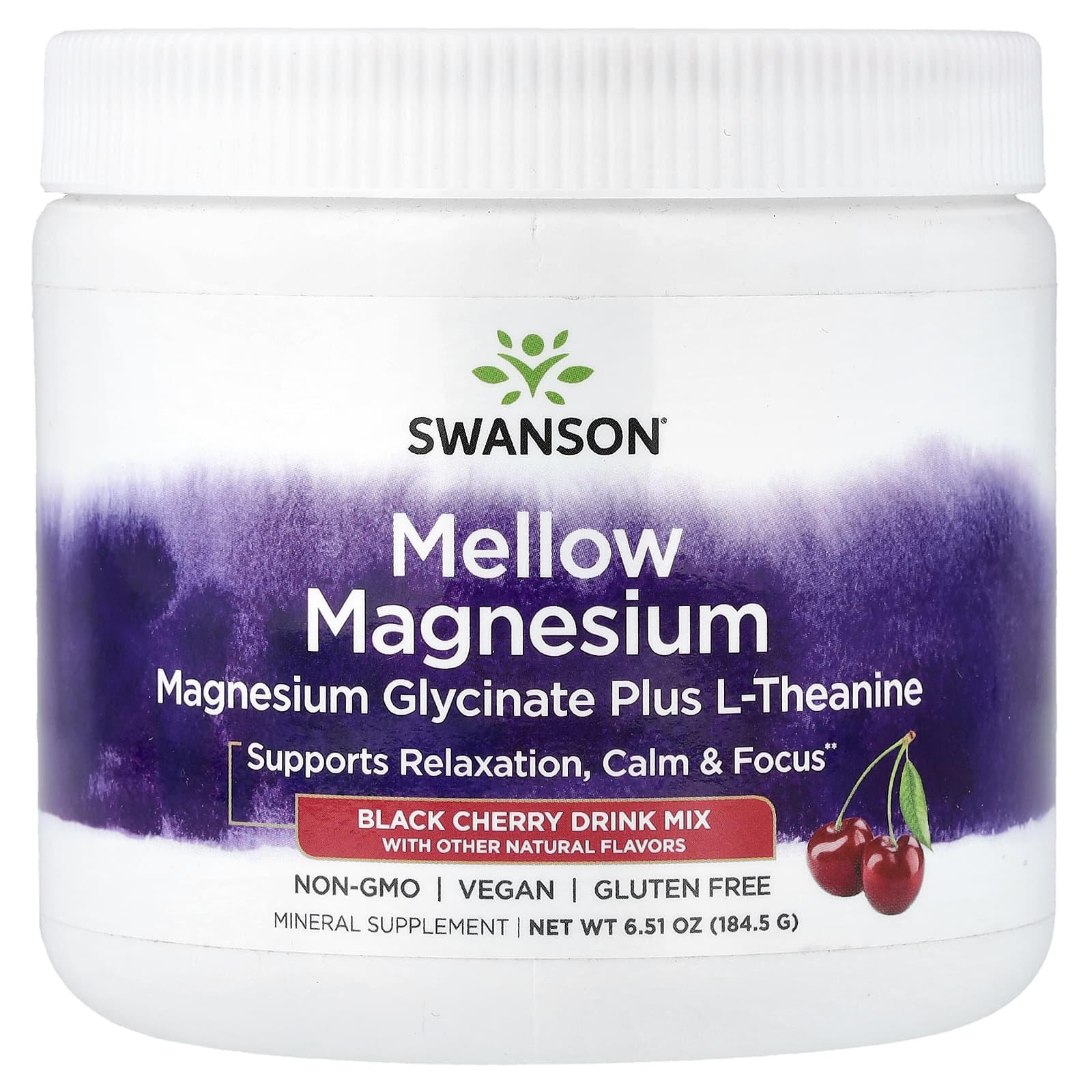 Swanson Vitamins Mellow Magnesium Drink Mix – Black Cherry – 184,5 g — Tunisie