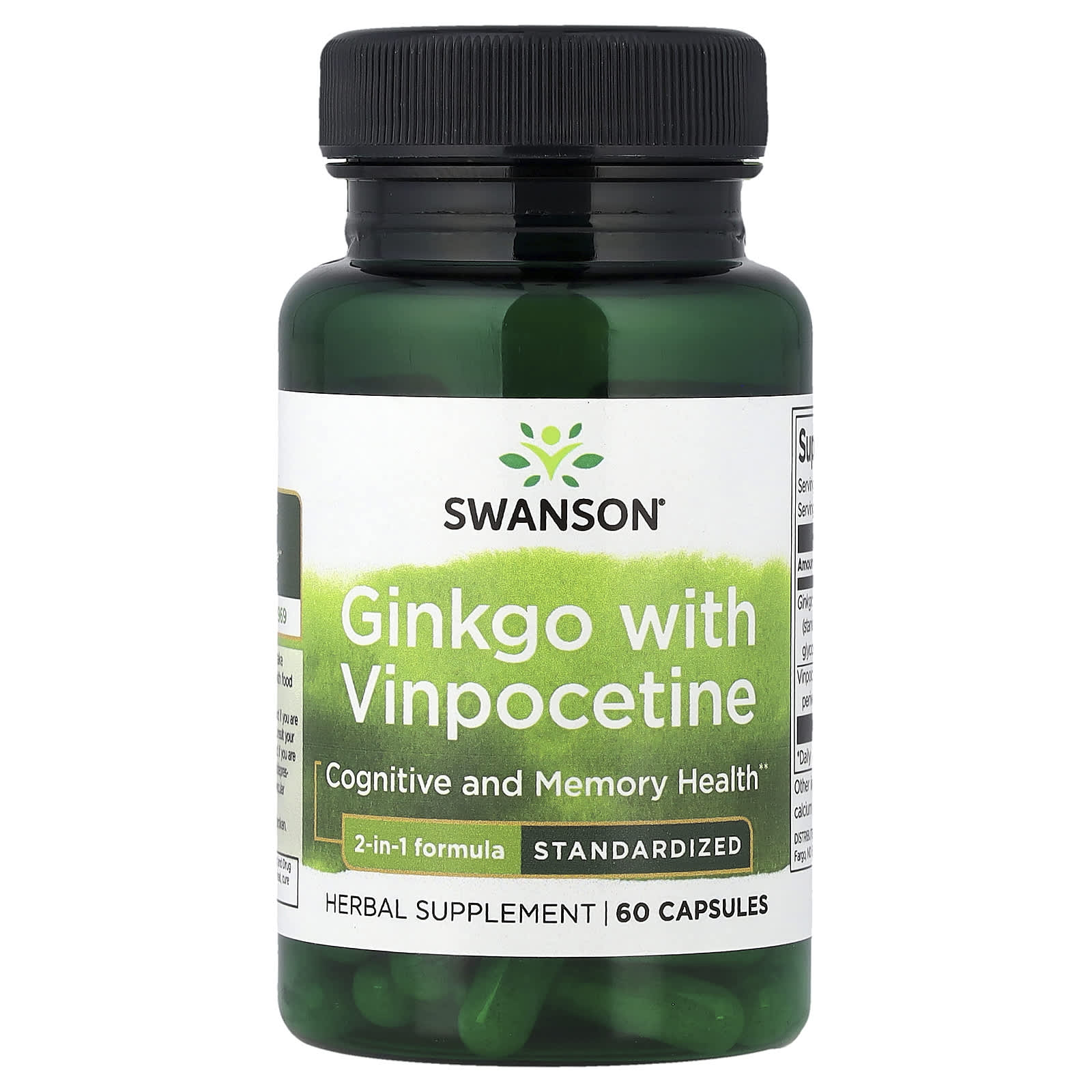Swanson Vitamins Ginkgo with Vinpocetine, Standardized – 60 gélules — Tunisie