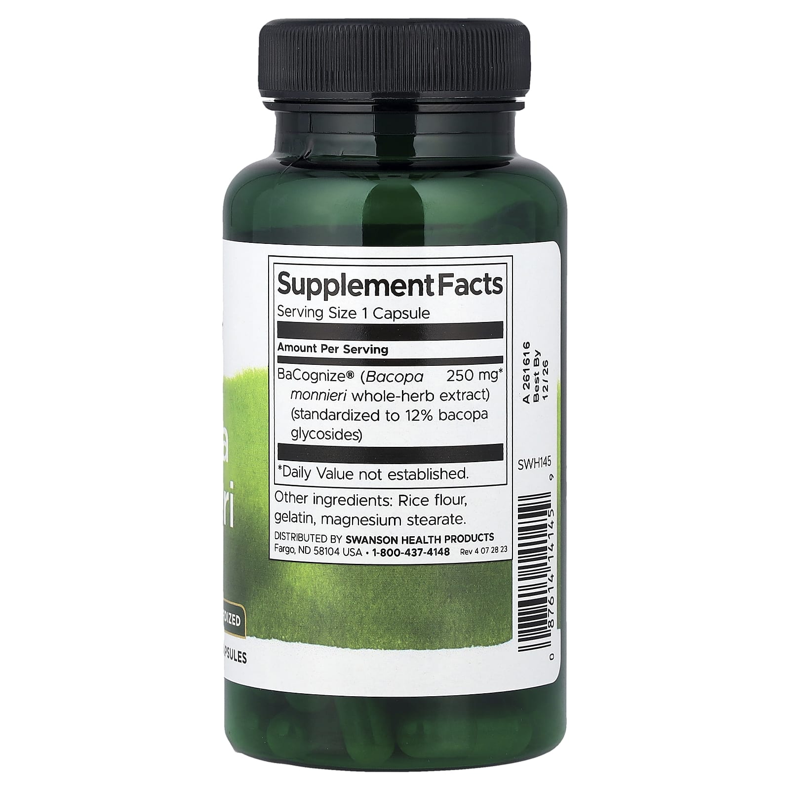 Swanson Vitamins Bacopa Monnieri – 250 mg – 90 gélules — photo 2 sur 2