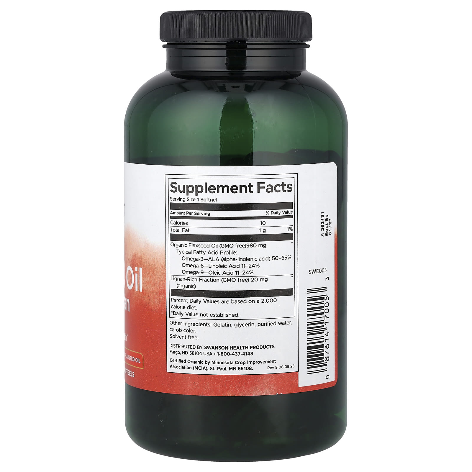 Swanson Vitamins Flaxseed Oil High Lignan – 200 capsules molles — photo 2 sur 2