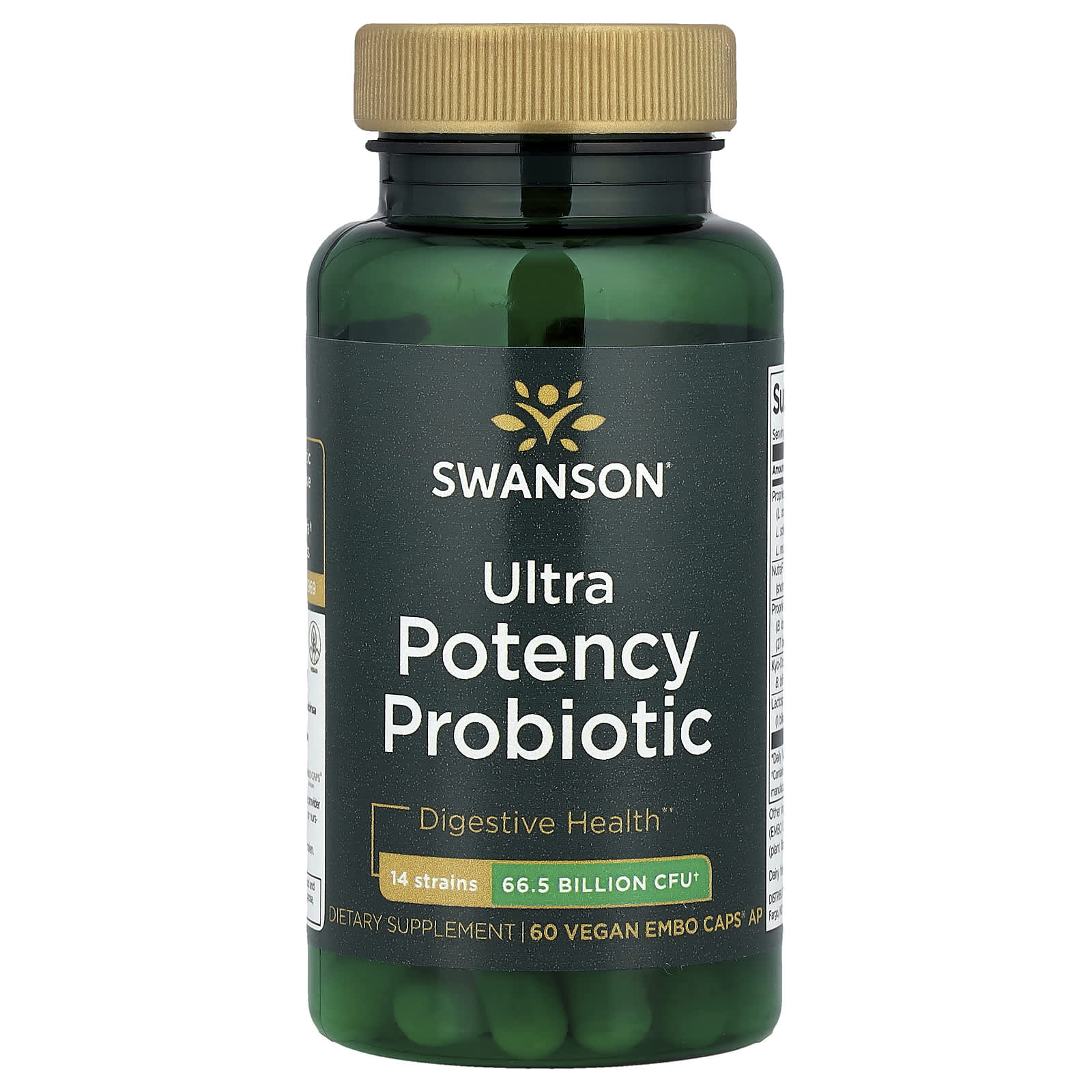 Swanson Vitamins Ultra Potency Probiotic, 66.5 Billion CFU, 60 Vegan EMBO Caps AP — Tunisie
