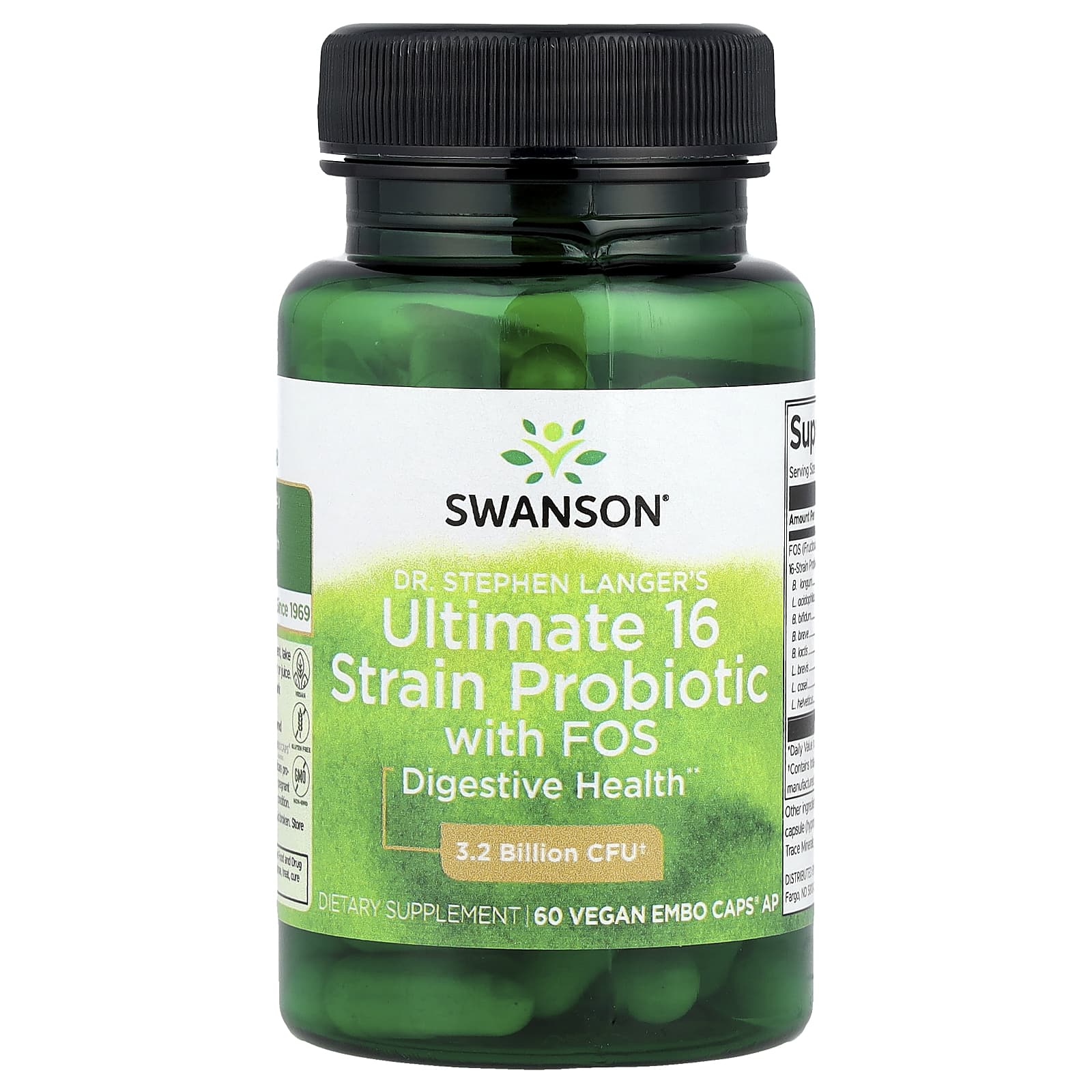 Swanson Vitamins Dr. Stephen Langer's Ultimate 16 Strain Probiotic with FOS, 60 Vegan EMBO Caps AP — Tunisie