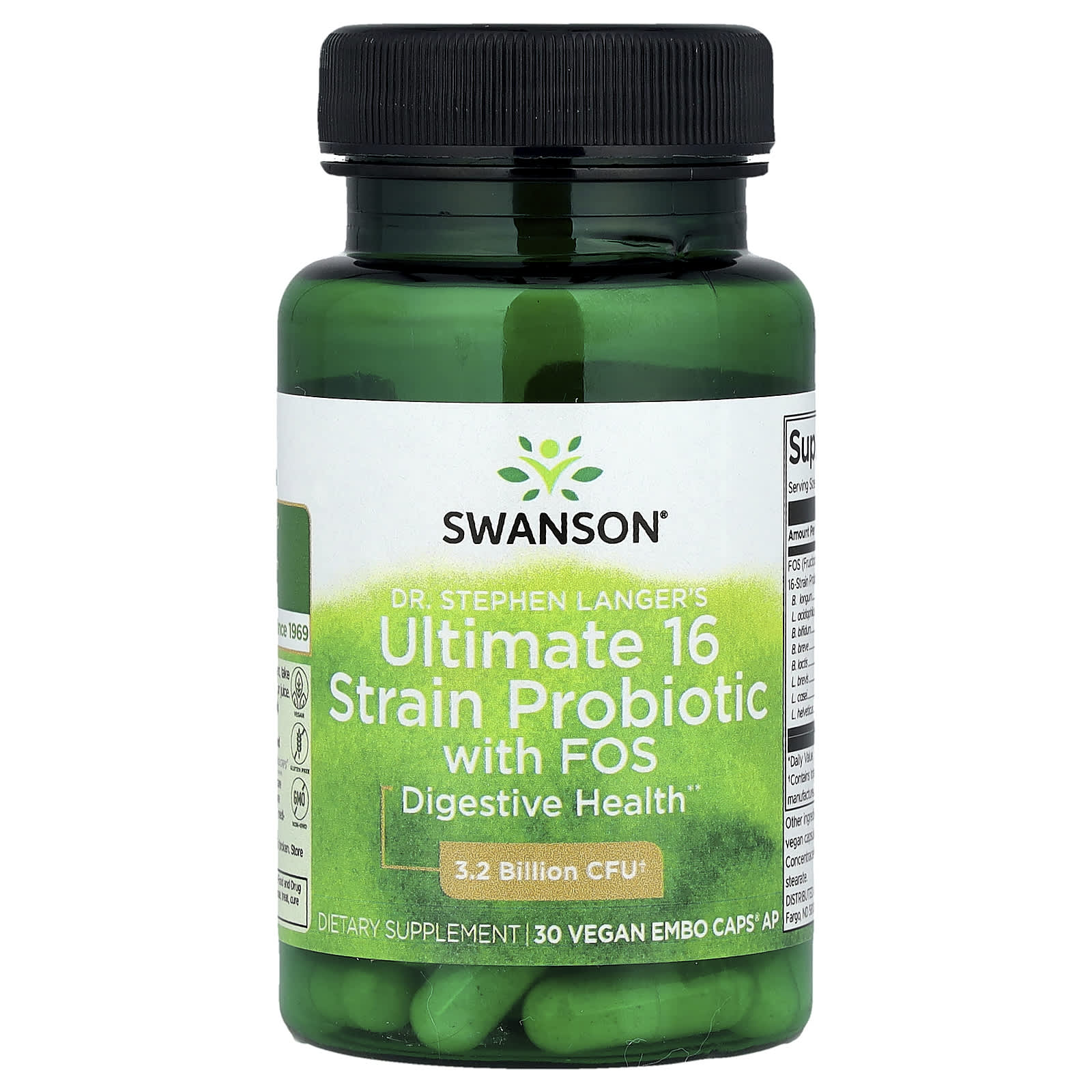 Swanson Vitamins Dr. Stephen Langer's Ultimate 16 Strain Probiotic with FOS, 30 Vegan EMBO Caps AP — Tunisie