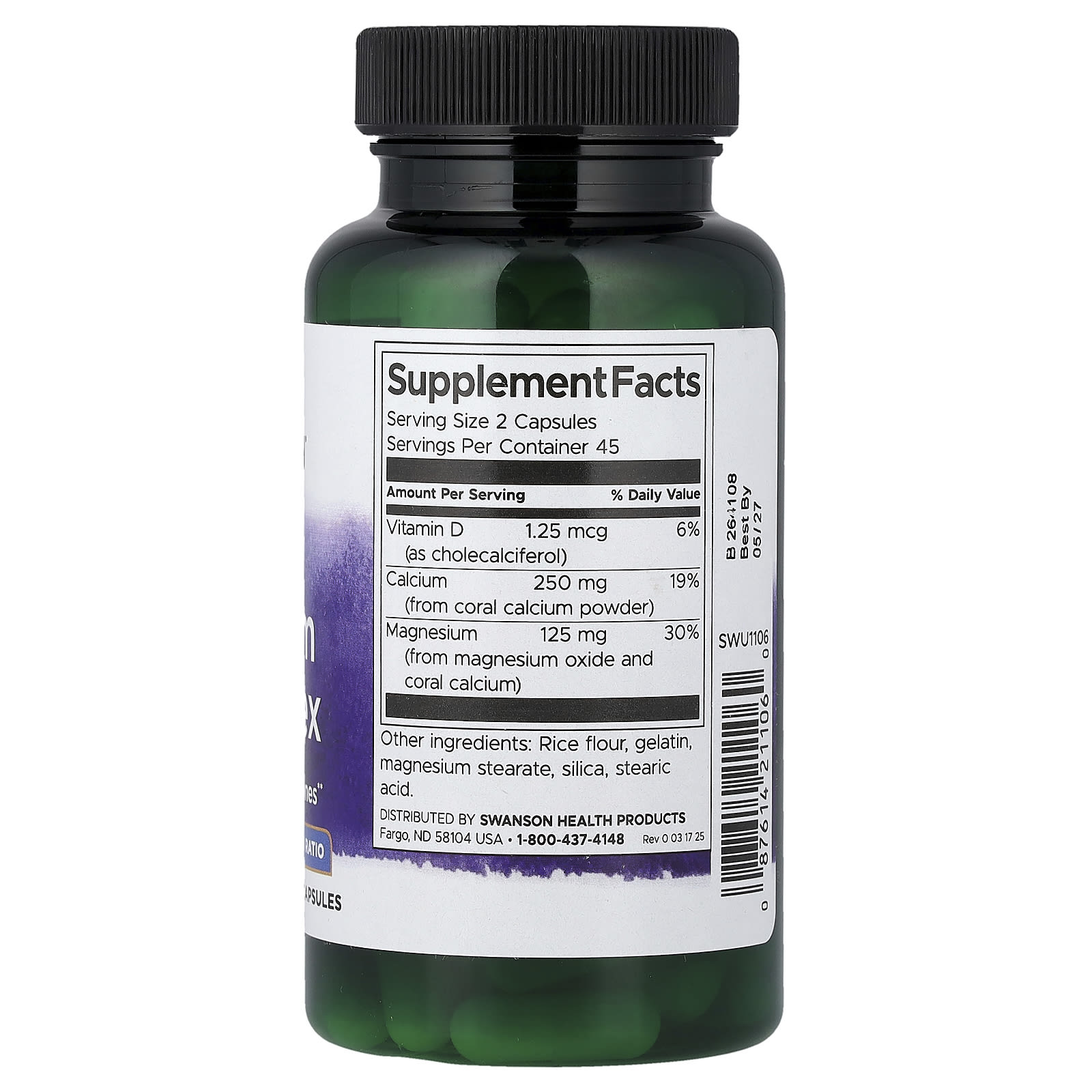 Swanson Vitamins Coral Calcium Complex – 90 gélules — photo 2 sur 2