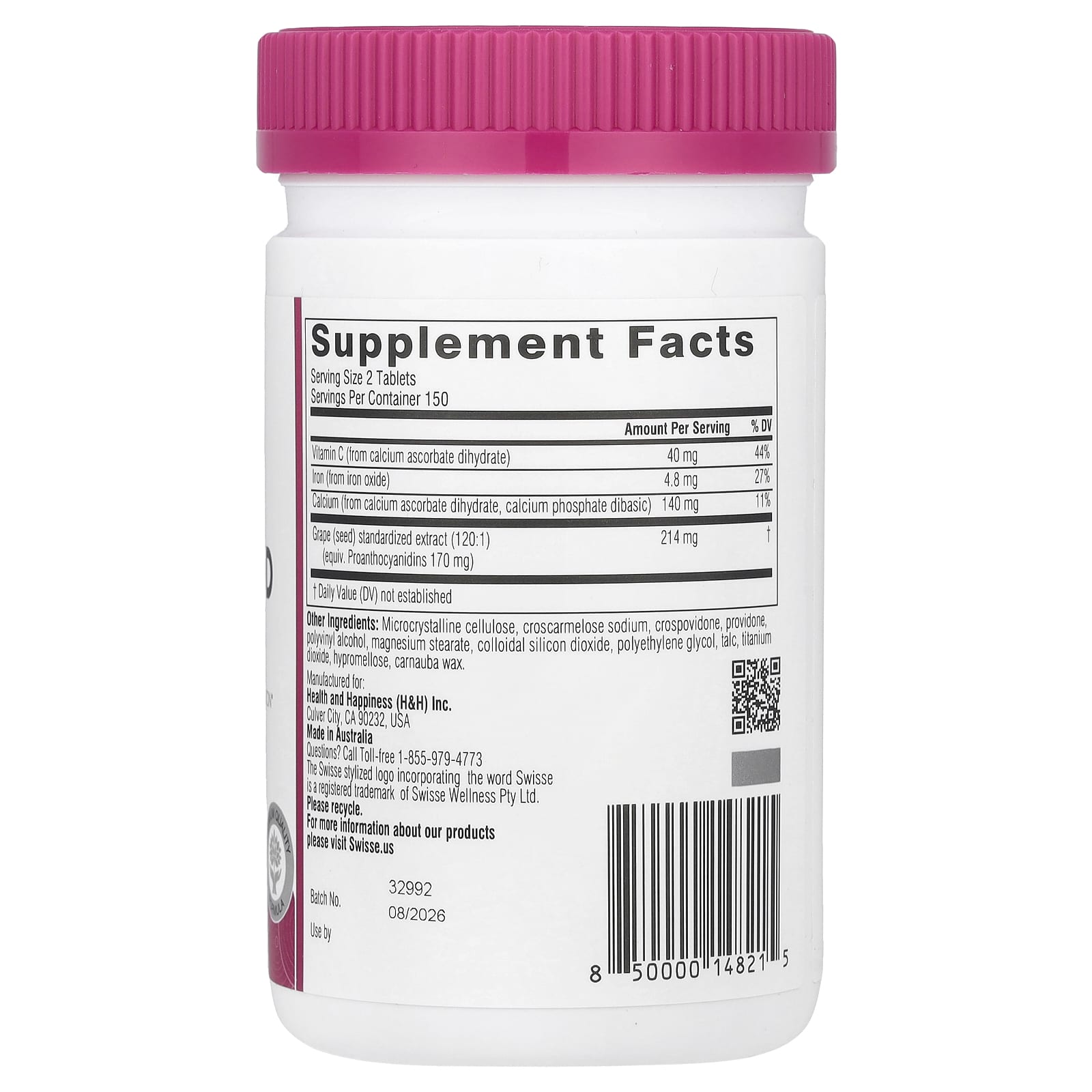 Swisse Grape Seed – Grape Seed – 300 comprimés — photo 2 sur 2