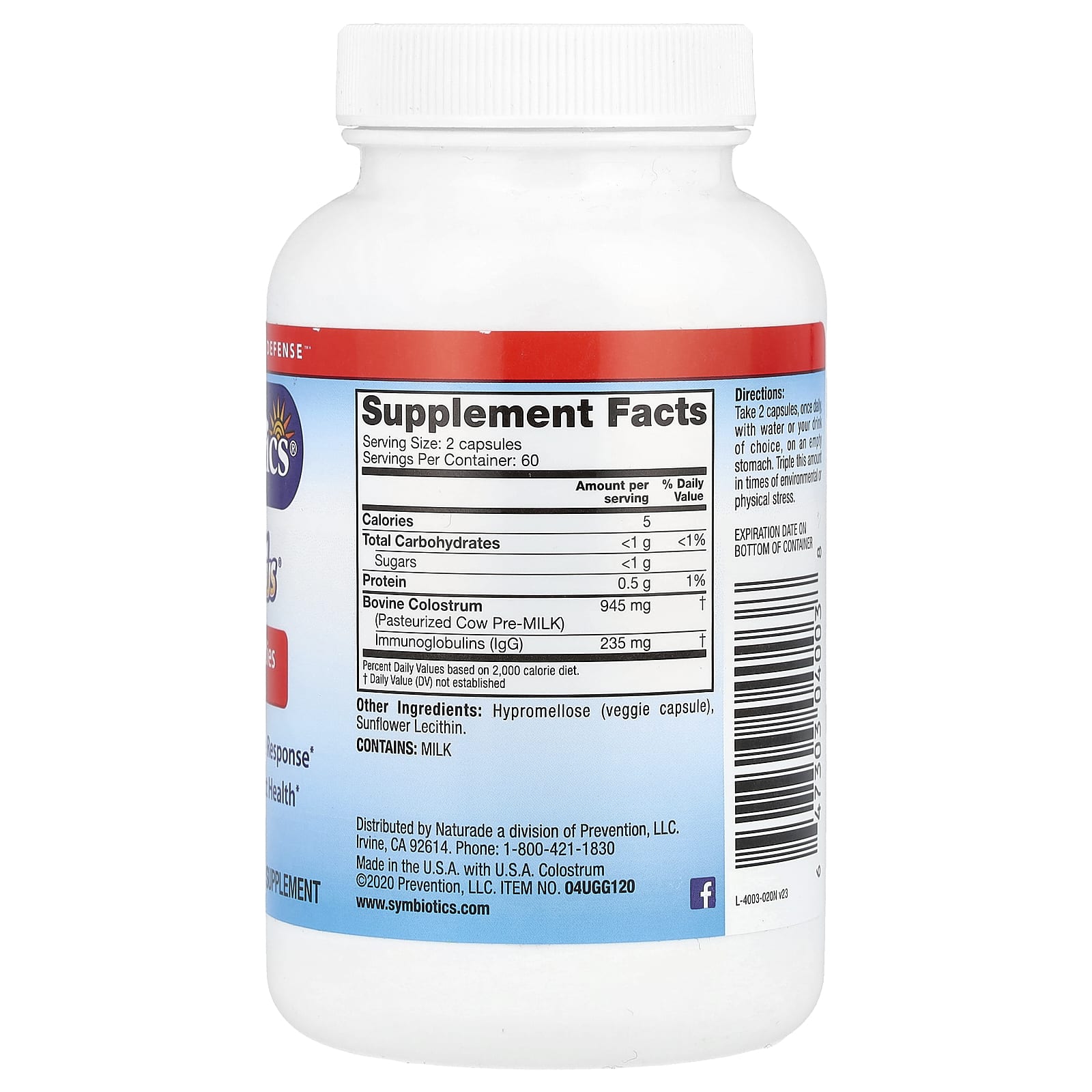 Symbiotics Colostrum Plus – 120 gélules végétales — photo 2 sur 2