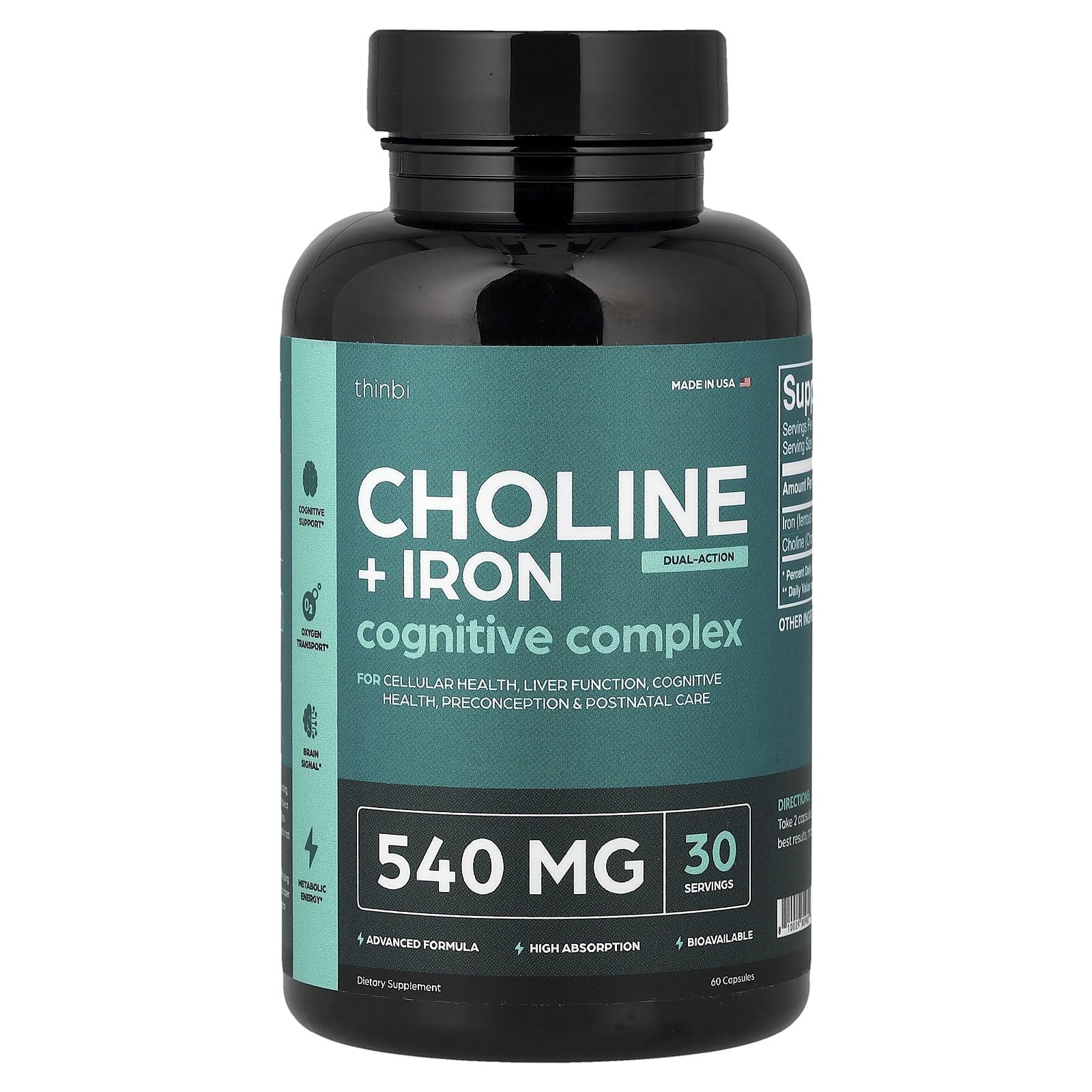 Thinbi Choline + Iron – 60 gélules — Tunisie