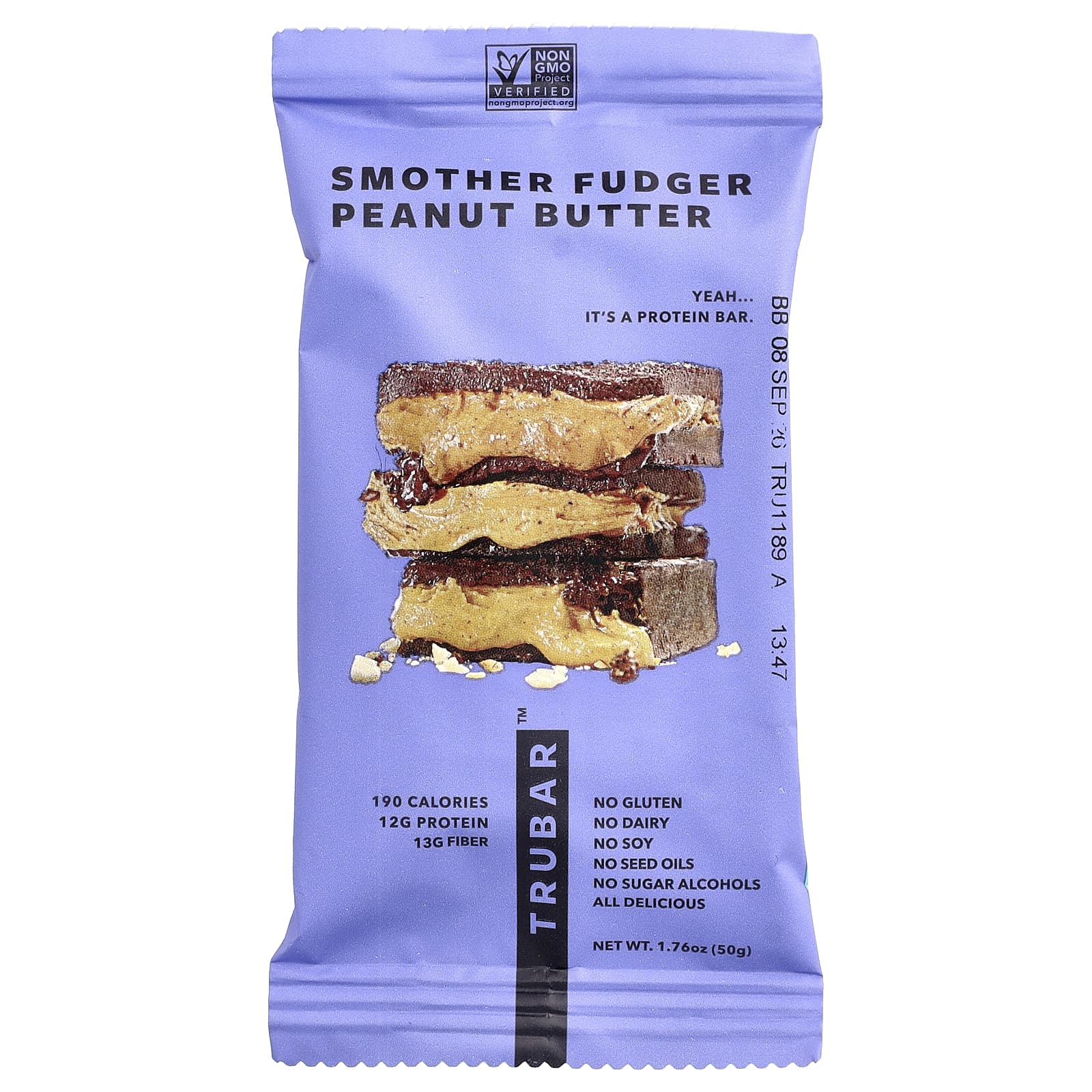 Trubar Plant Based Protein Bar – Smoother Fudger Peanut Butter – 50 g — étiquette 1