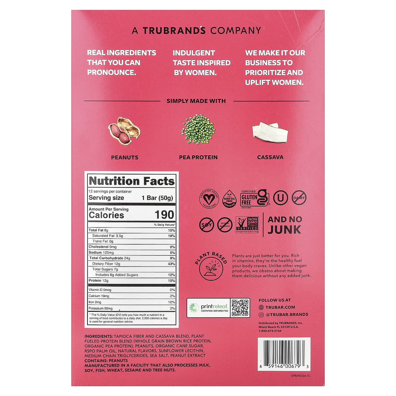 Trubar Plant Based Protein Bar, Get In My Belly, PB & Jelly – 50 g — photo 2 sur 2