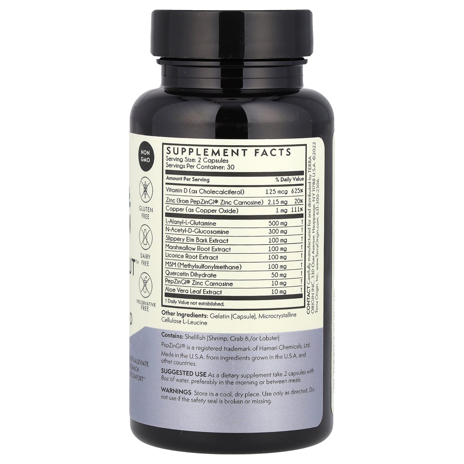 Terra Origin Healthy Gut Capsules with Vitamin D – 60 gélules — photo 2 sur 2