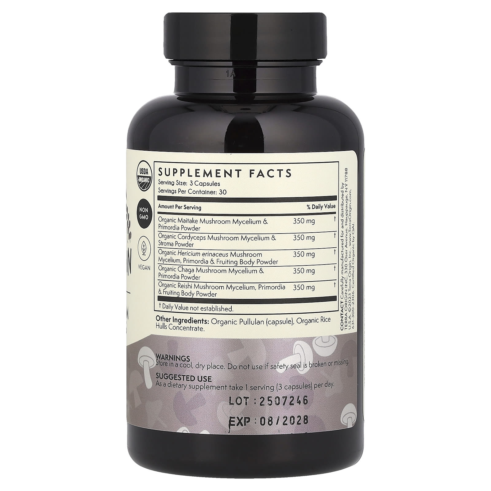 Terra Origin Healthy Mushroom Capsules – 90 gélules — photo 2 sur 2