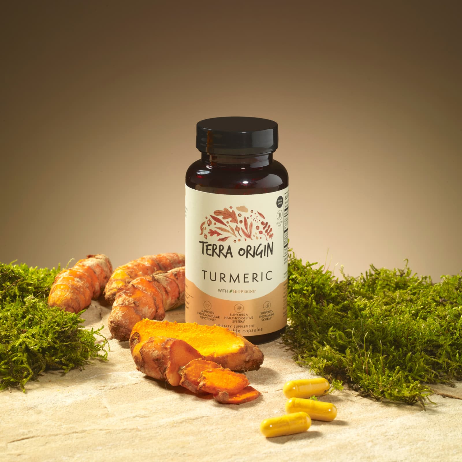 Terra Origin Turmeric With BioPerine, 60 Vegetable Capsules — étiquette 3