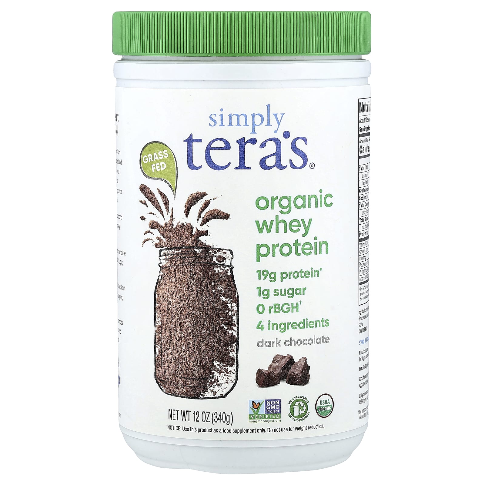 Simply Tera's Organic Whey Protein – Dark Chocolate – 340 g — Tunisie