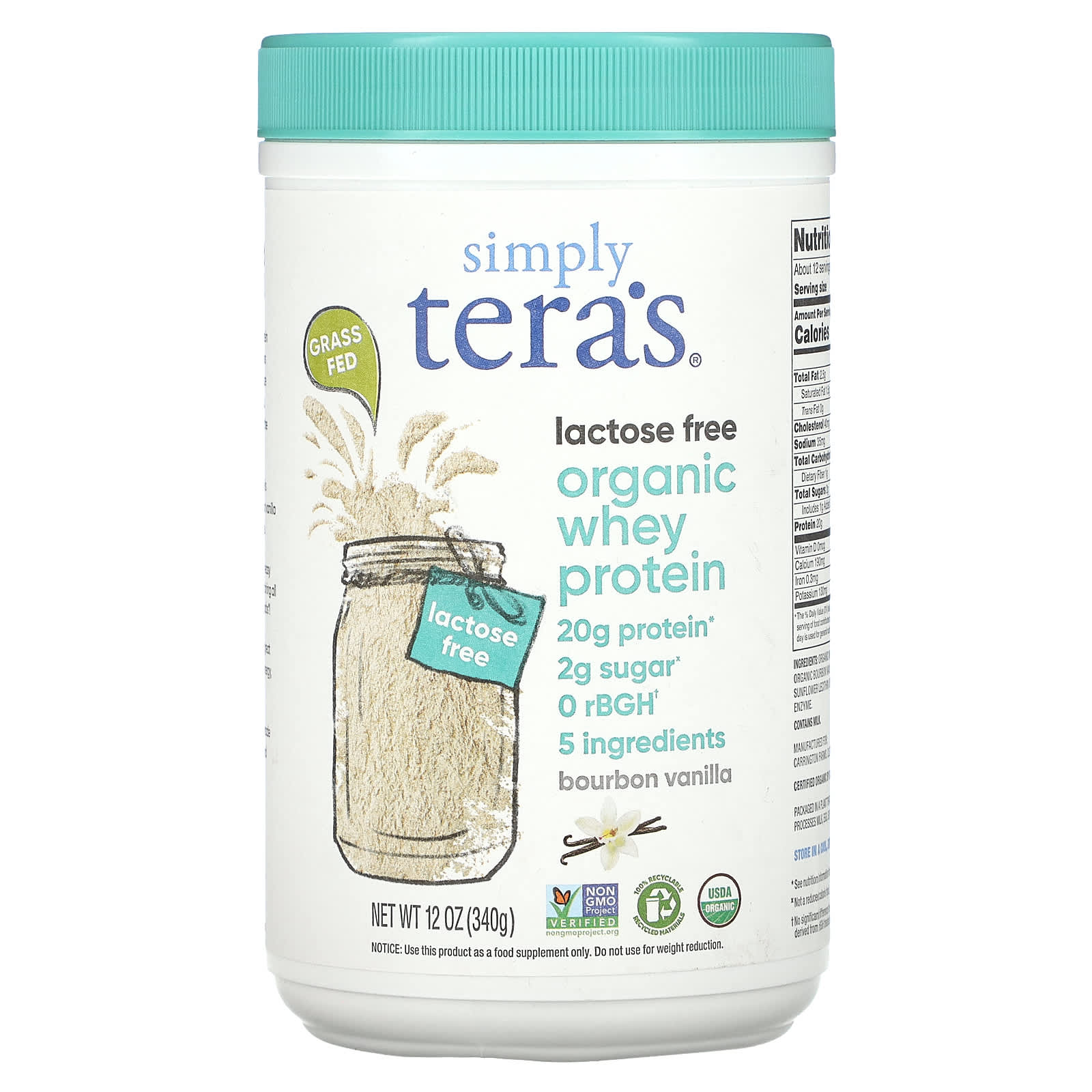 Simply Tera's Organic Whey Protein, Lactose Free – Bourbon Vanilla – 340 g — Tunisie