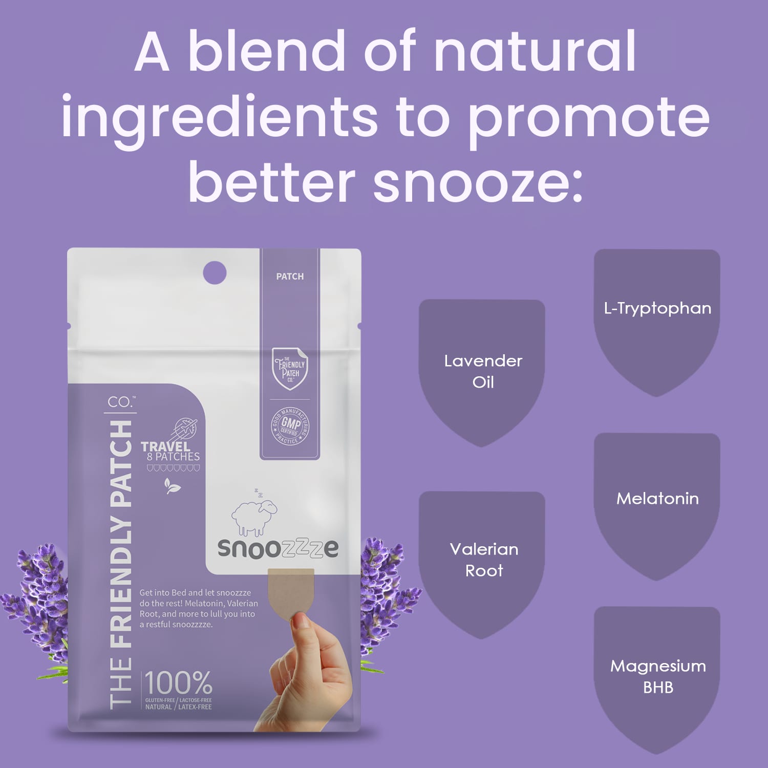 The Friendly Patch Snoozzze, Melatonin Sleep Patch, 8 Patches — étiquette 3