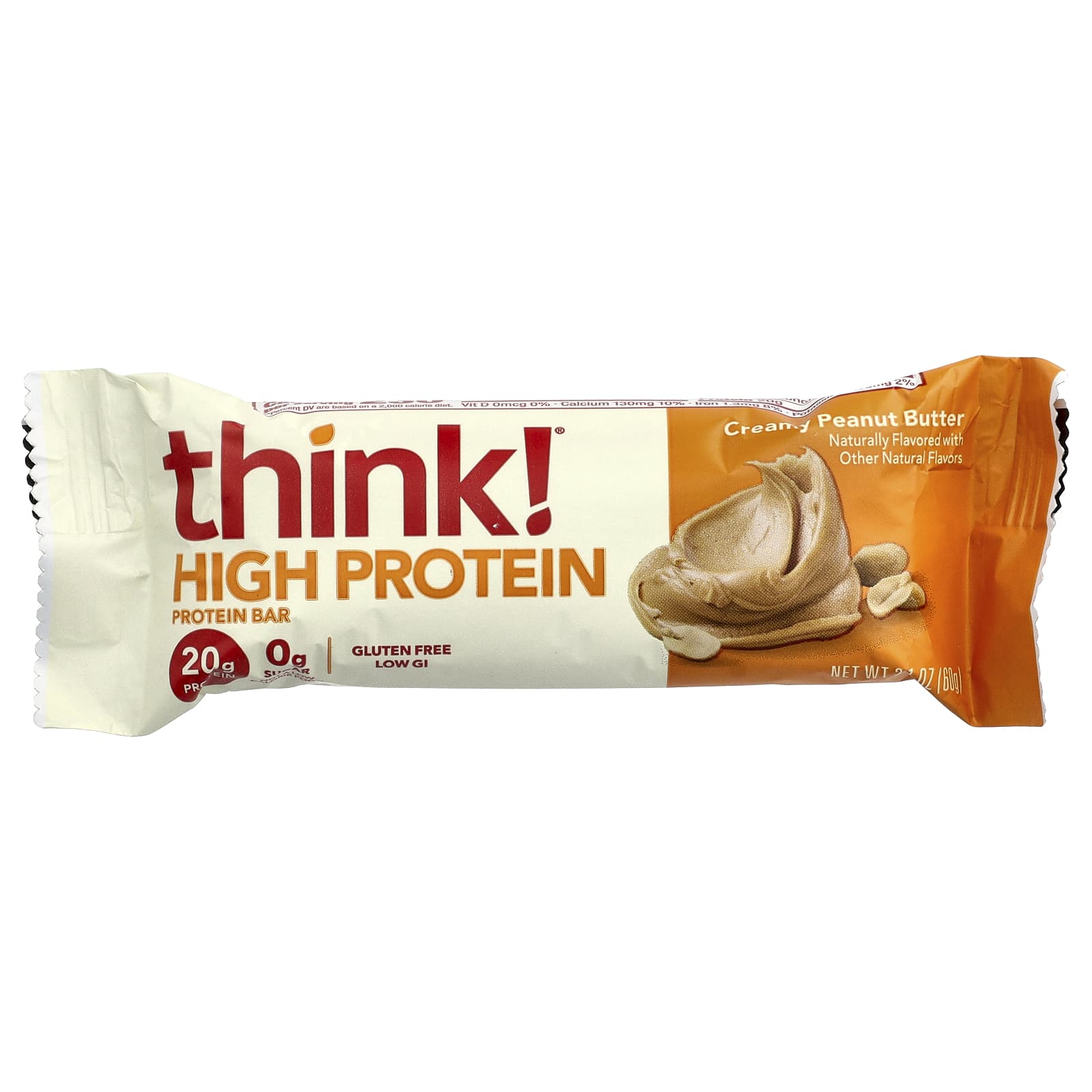 Think ! High Protein Bars – Creamy Peanut Butter – 60 g — étiquette 1