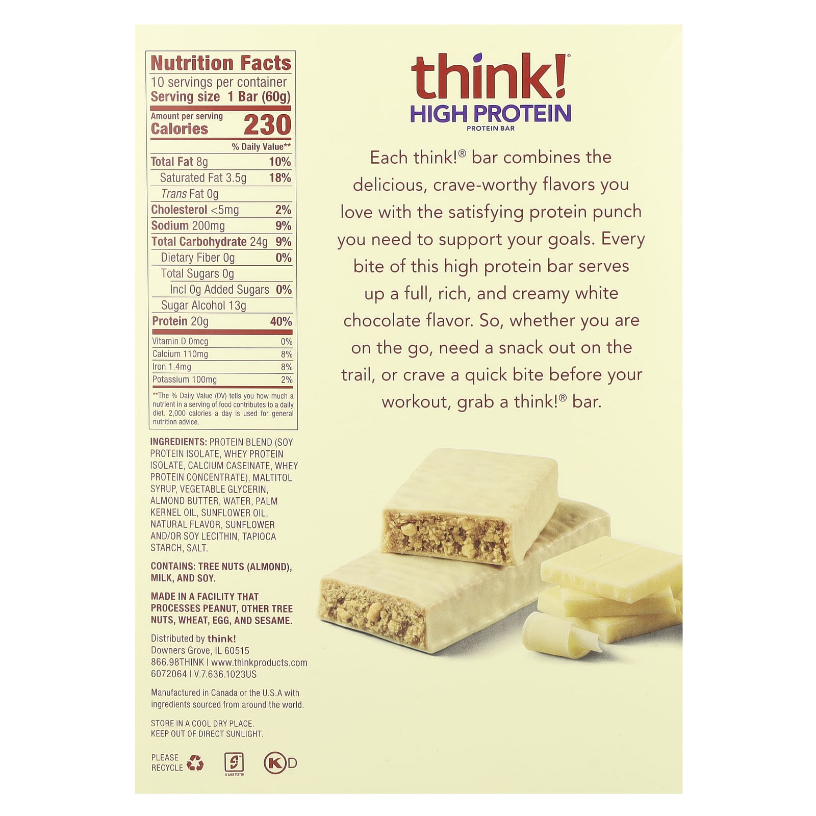 Think ! High Protein Bars – White Chocolate – 60 g — photo 2 sur 2