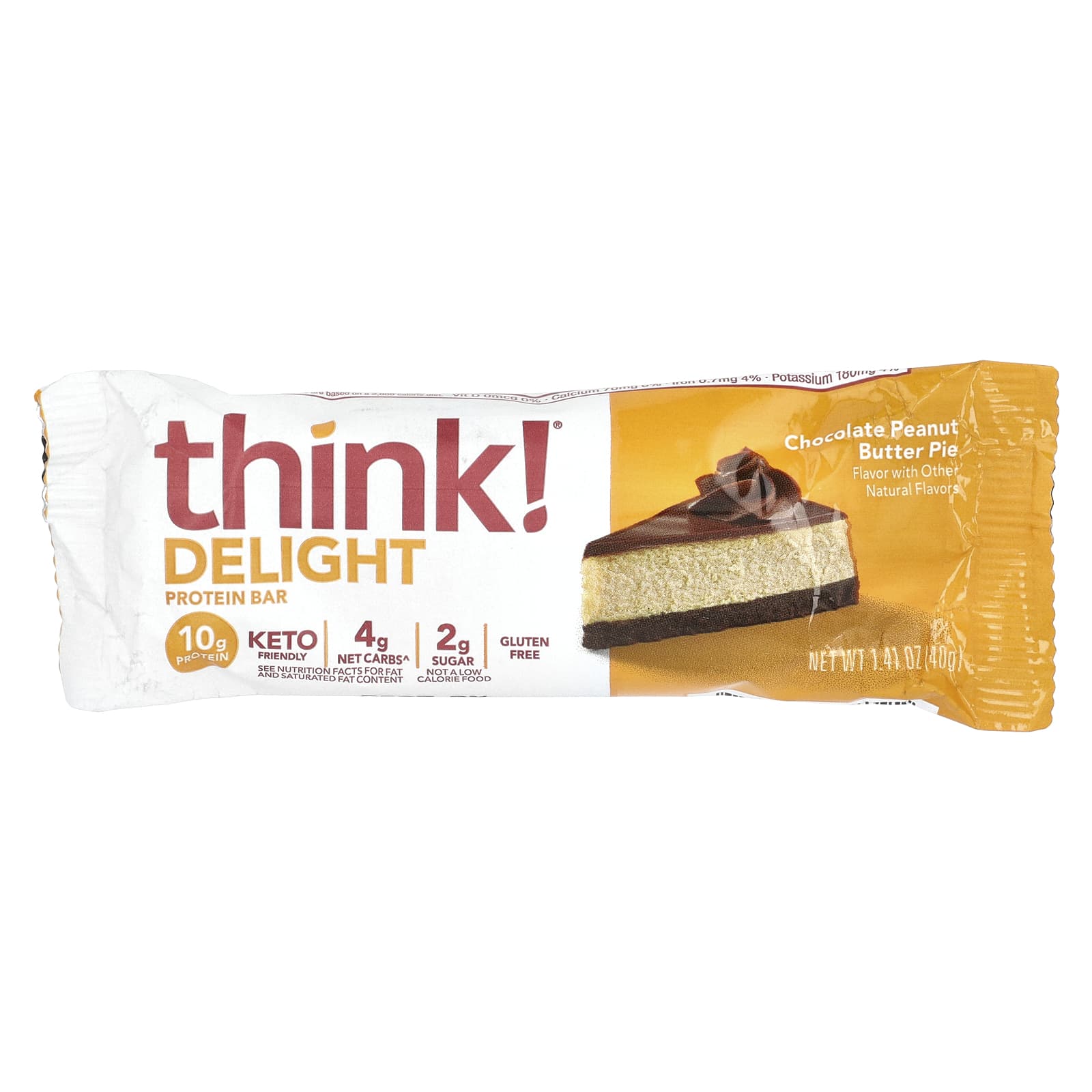 Think ! Delight Protein Bar – Chocolate Peanut Butter Pie – 10 Bars – 40 g — étiquette 1