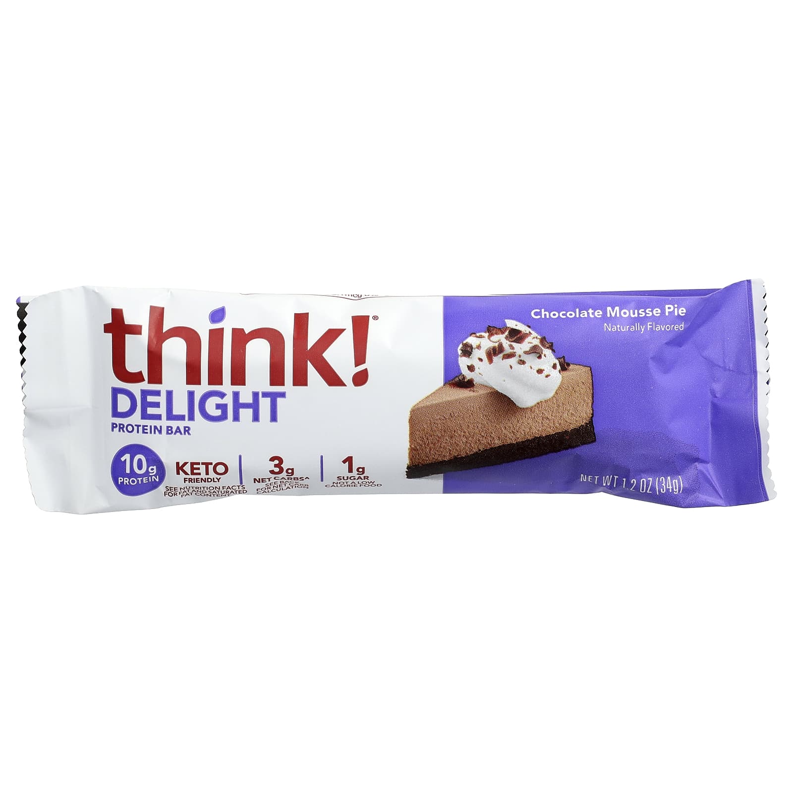 Think ! Delight Protein Bar – Chocolate Mousse Pie – 10 Bars – 34 g — étiquette 1