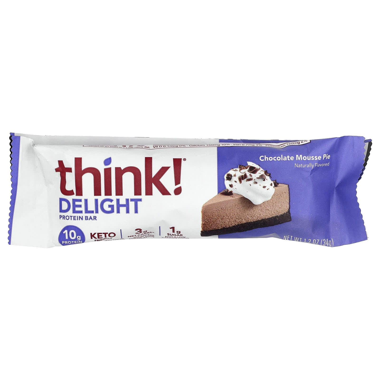 Think ! Delight Protein Bar – Chocolate Mousse Pie – 5 Bars – 34 g — étiquette 1