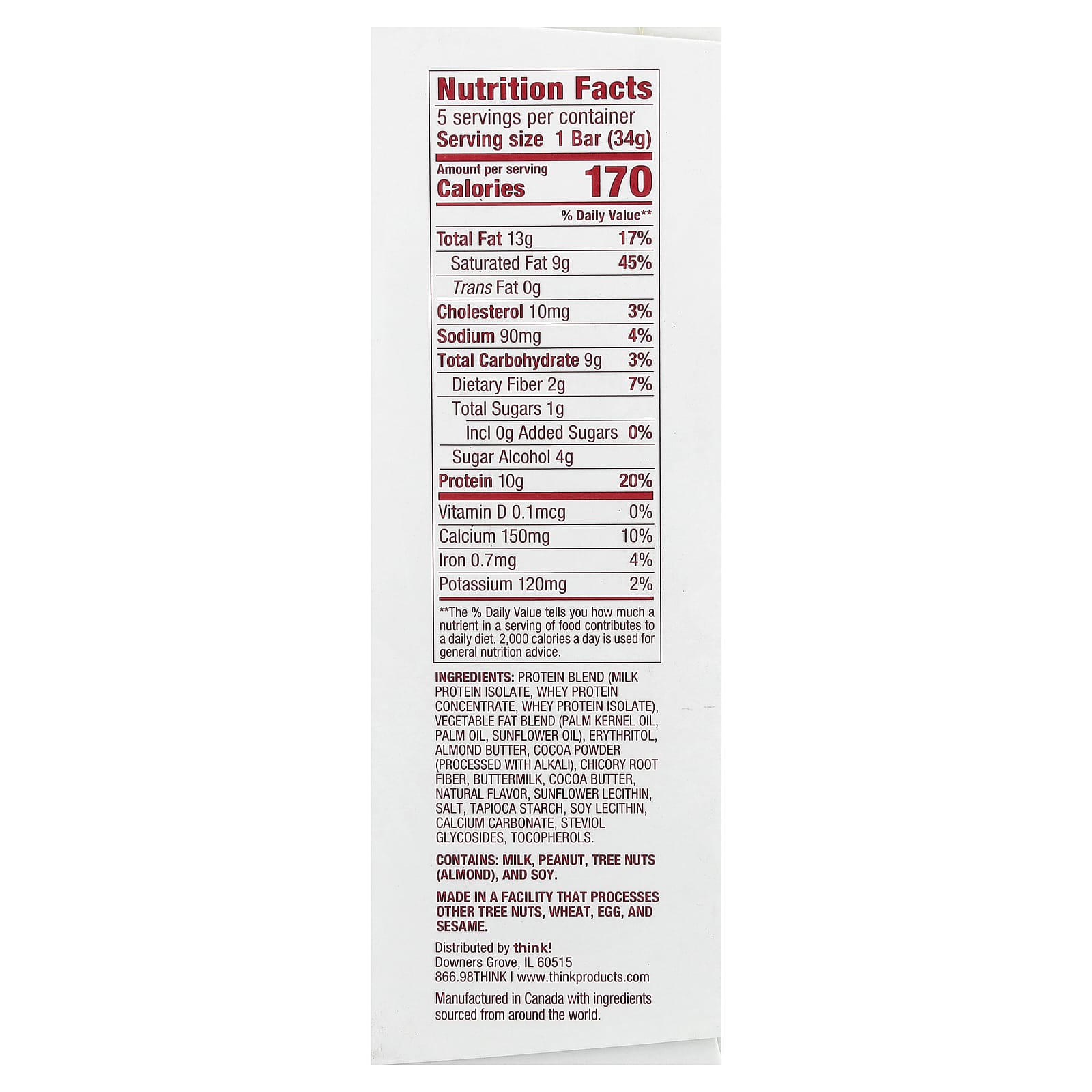 Think ! Delight Protein Bar – Chocolate Mousse Pie – 5 Bars – 34 g — photo 2 sur 2